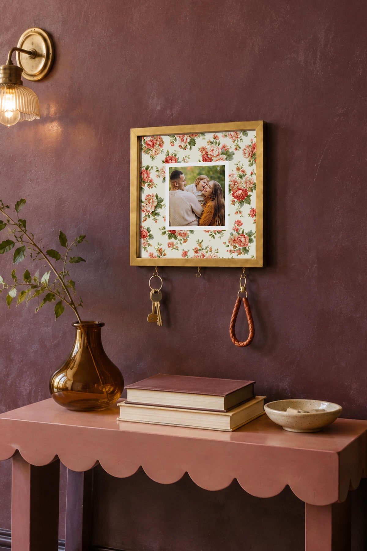 Kişiye Özel Tablo Anahtarlık, Photobooth Stili Gold Fotoğraf Çerçevesi, Vintage Duvar Dekoru