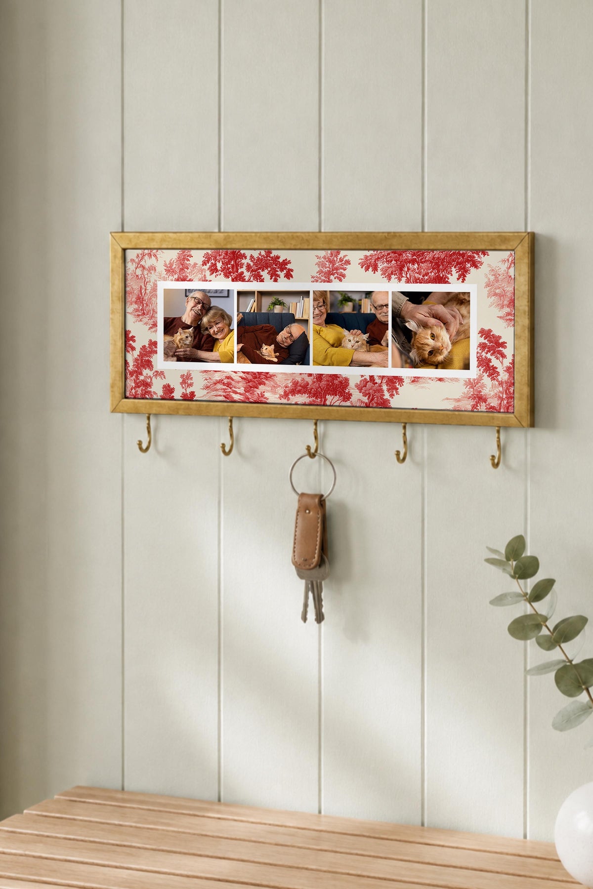 Kişiye Özel Tablo Anahtarlık, Photobooth Stili Gold Fotoğraf Çerçevesi, Vintage Duvar Dekoru