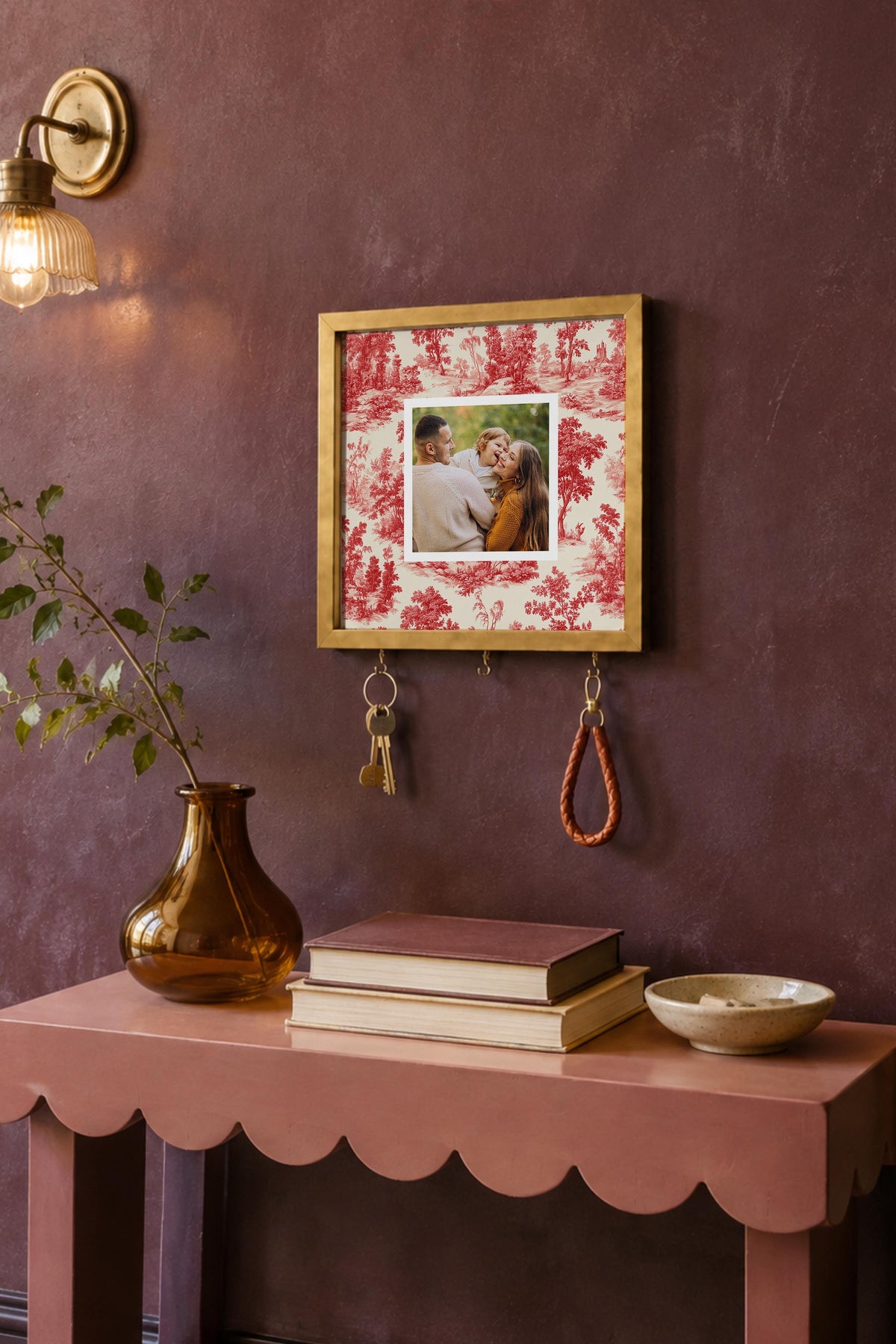 Kişiye Özel Tablo Anahtarlık, Photobooth Stili Gold Fotoğraf Çerçevesi, Vintage Duvar Dekoru
