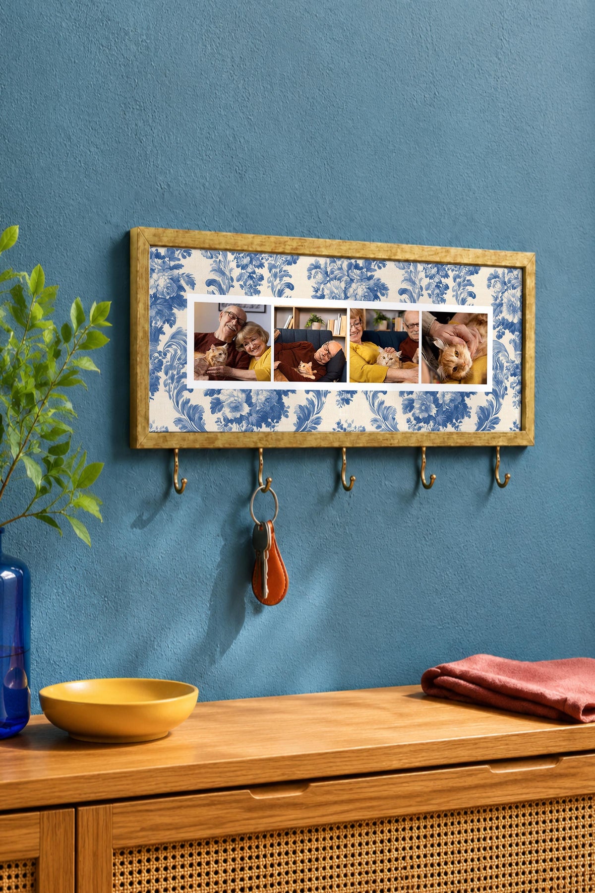 Kişiye Özel Tablo Anahtarlık, Photobooth Stili Gold Fotoğraf Çerçevesi, Vintage Duvar Dekoru
