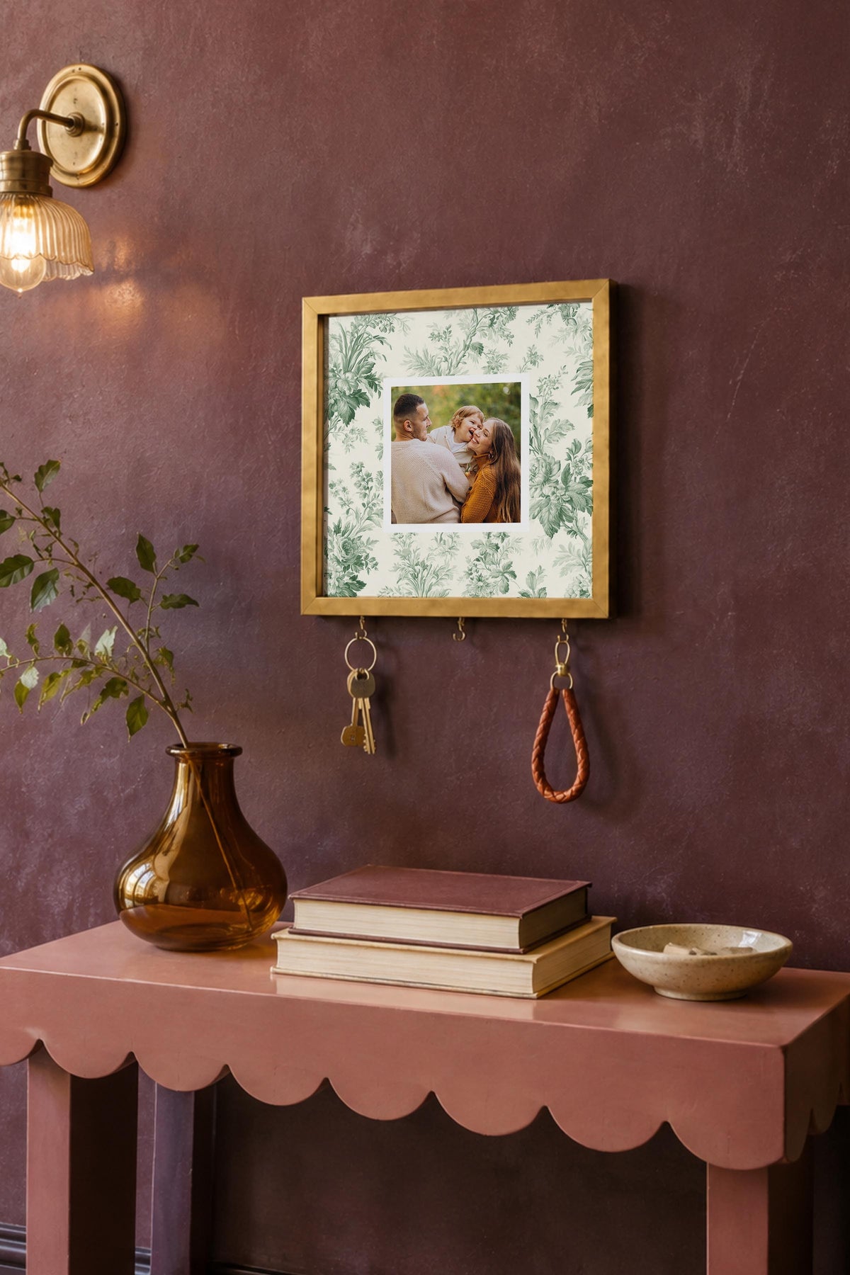 Kişiye Özel Tablo Anahtarlık, Photobooth Stili Gold Fotoğraf Çerçevesi, Vintage Duvar Dekoru
