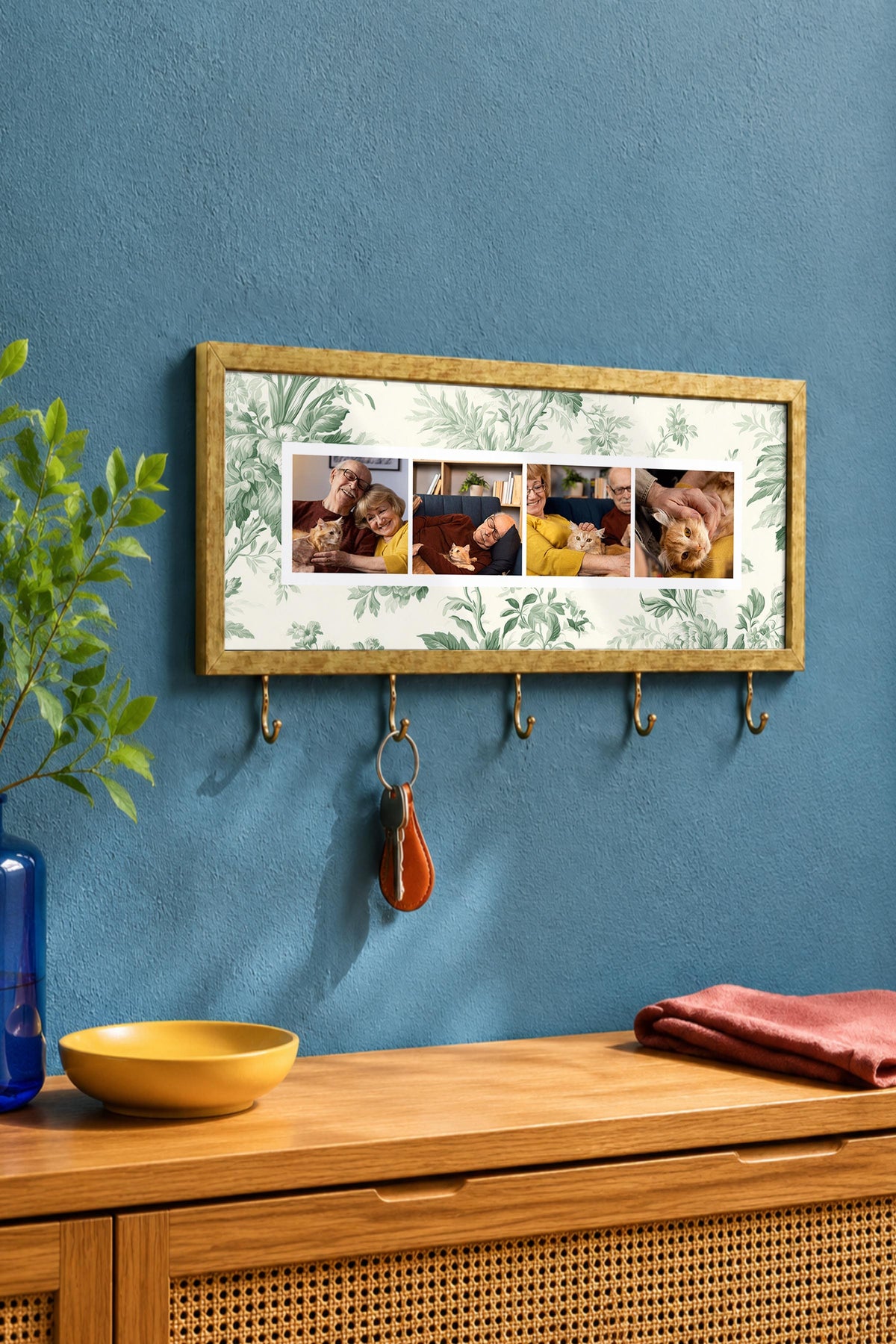 Kişiye Özel Tablo Anahtarlık, Photobooth Stili Gold Fotoğraf Çerçevesi, Vintage Duvar Dekoru