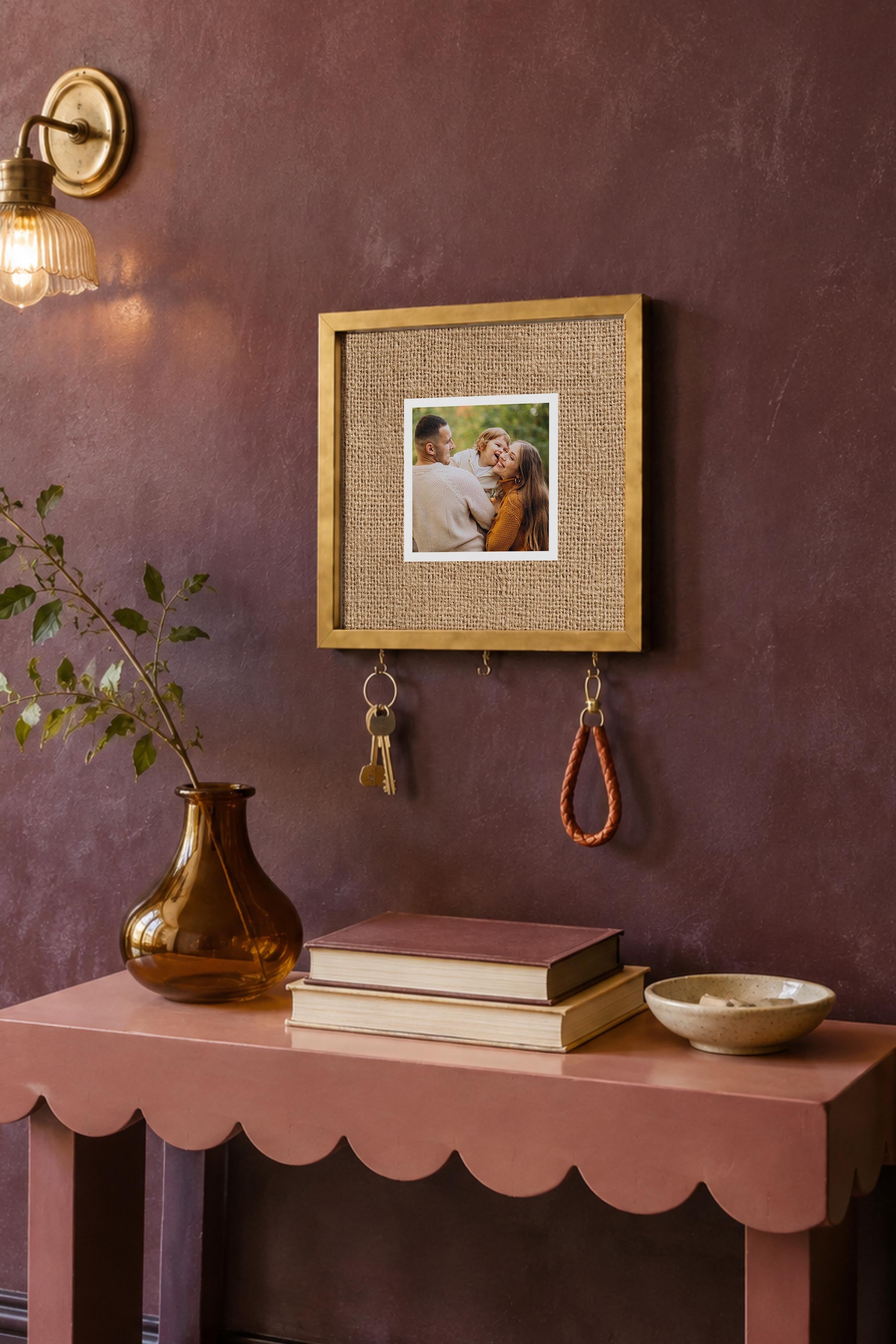 Kişiye Özel Tablo Anahtarlık, Photobooth Stili Gold Fotoğraf Çerçevesi, Vintage Duvar Dekoru