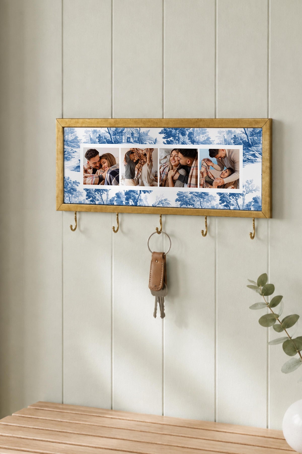 Kişiye Özel Tablo Anahtarlık, Photobooth Stili Gold Fotoğraf Çerçevesi, Vintage Duvar Dekoru