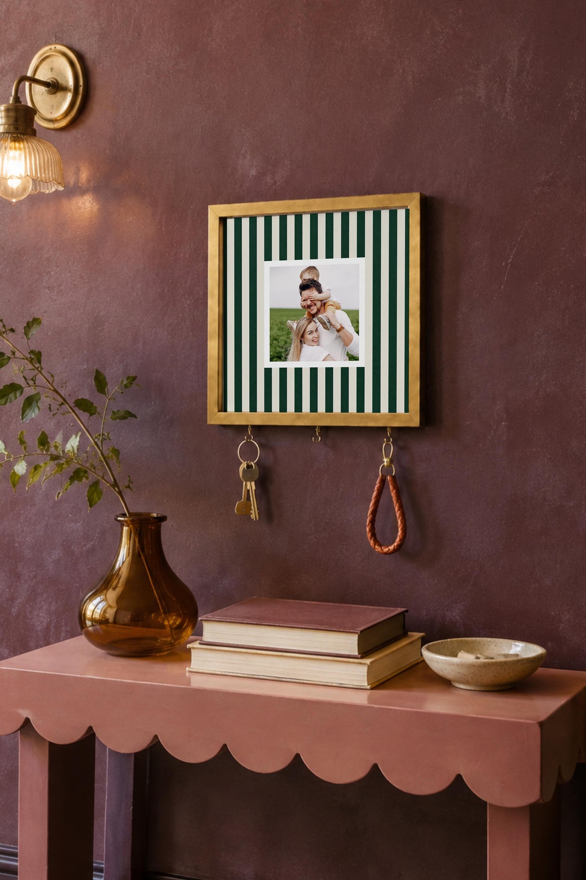 Kişiye Özel Tablo Anahtarlık, Photobooth Stili Gold Fotoğraf Çerçevesi, Vintage Duvar Dekoru