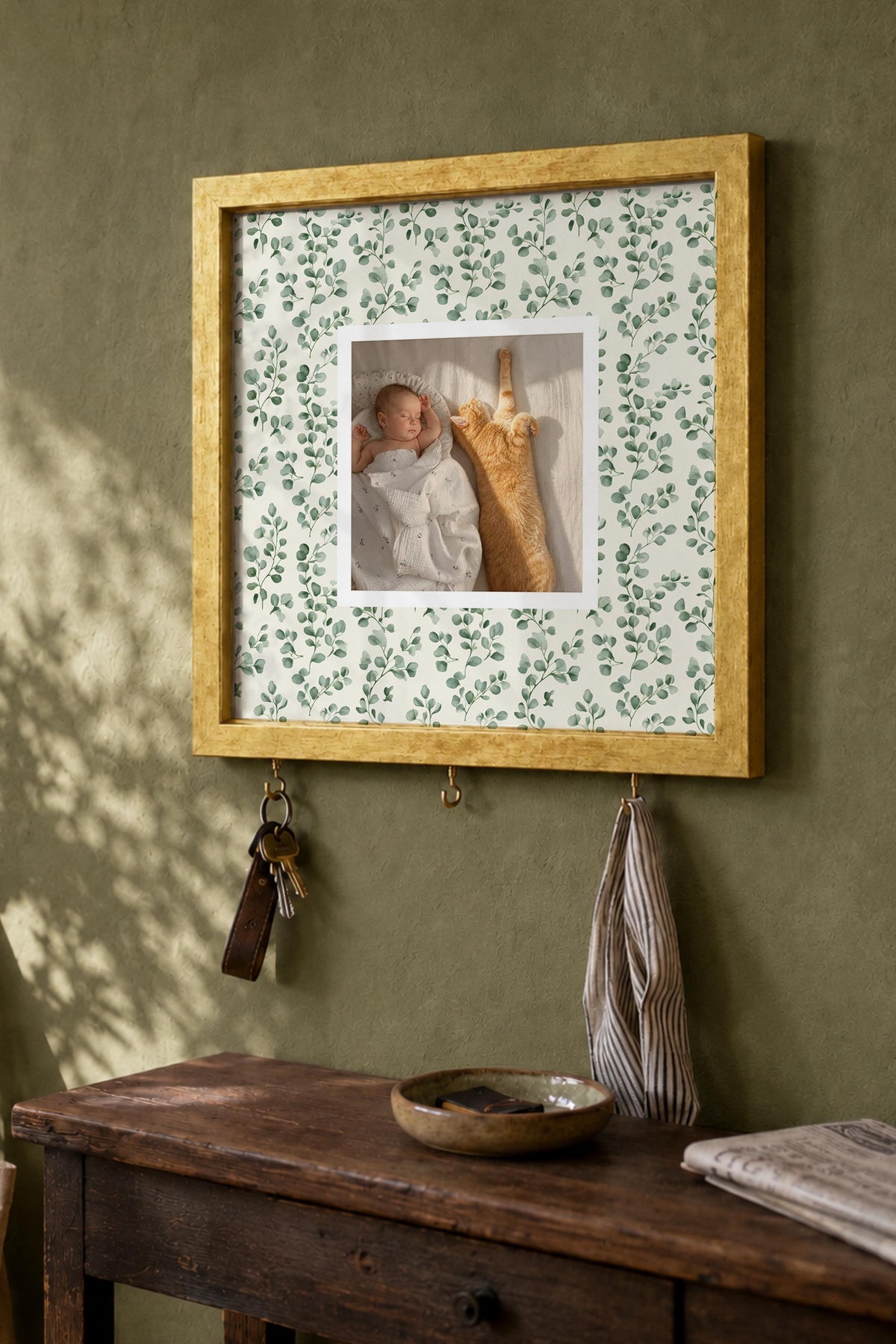 Kişiye Özel Tablo Anahtarlık, Photobooth Stili Gold Fotoğraf Çerçevesi, Vintage Duvar Dekoru