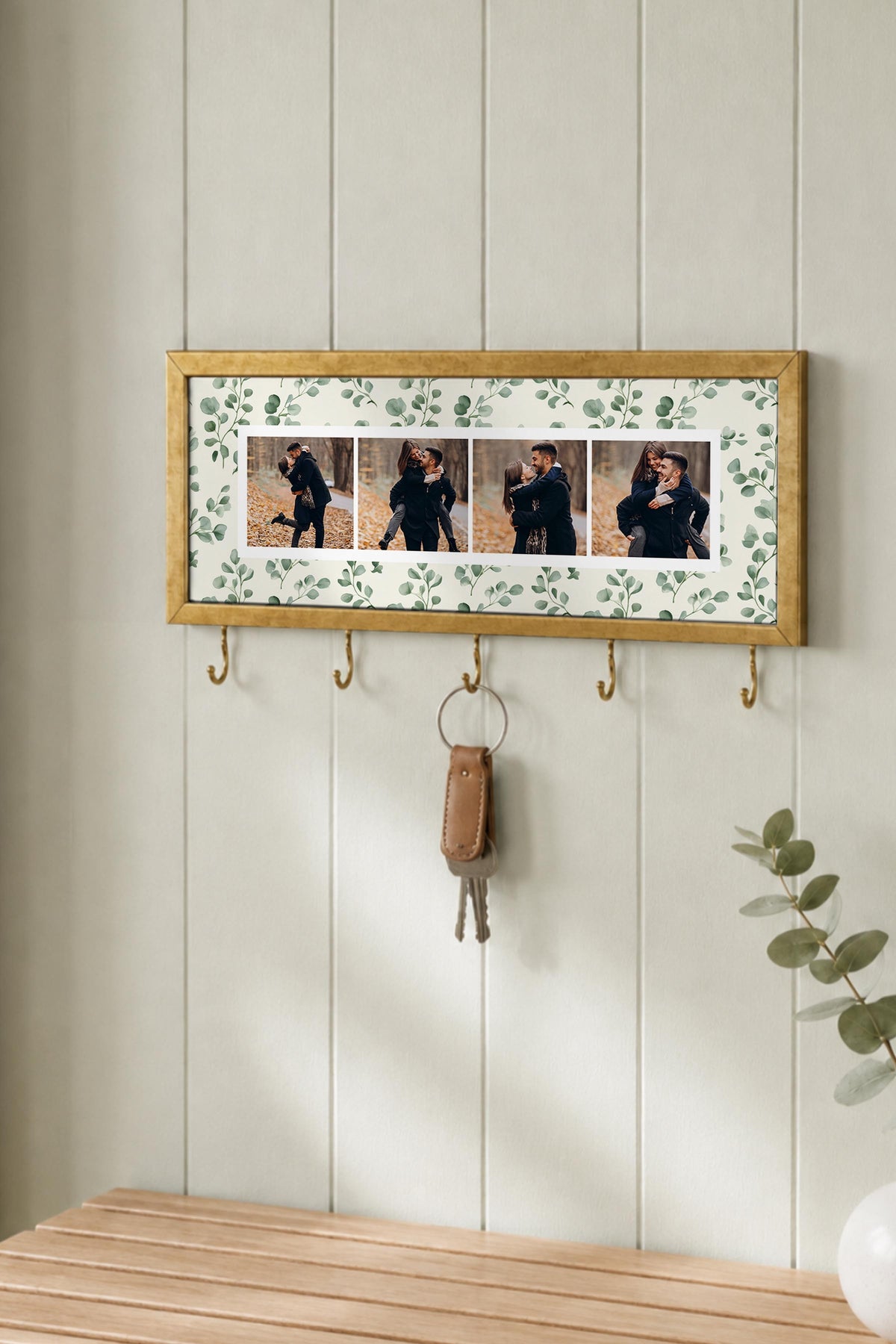 Kişiye Özel Tablo Anahtarlık, Photobooth Stili Gold Fotoğraf Çerçevesi, Vintage Duvar Dekoru