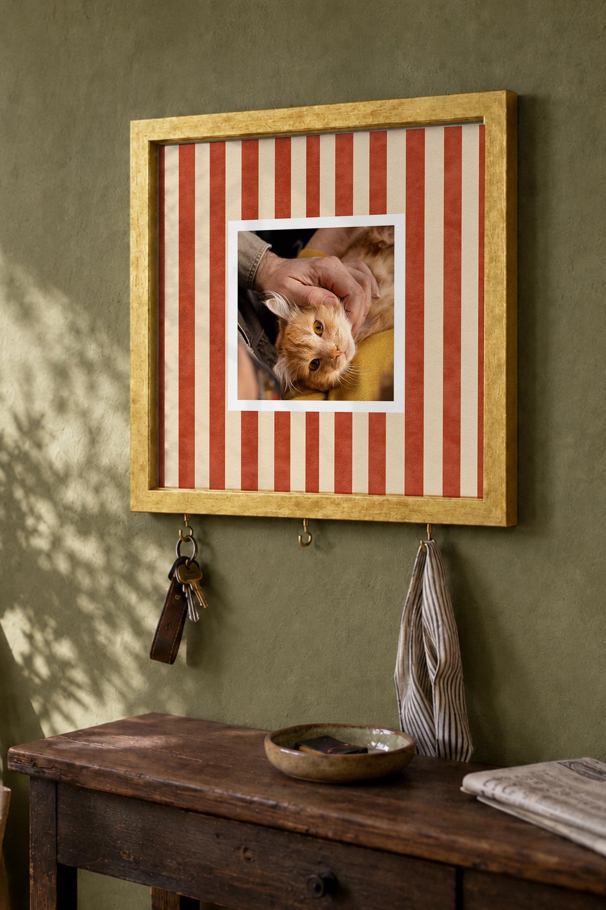 Kişiye Özel Tablo Anahtarlık, Photobooth Stili Gold Fotoğraf Çerçevesi, Vintage Duvar Dekoru