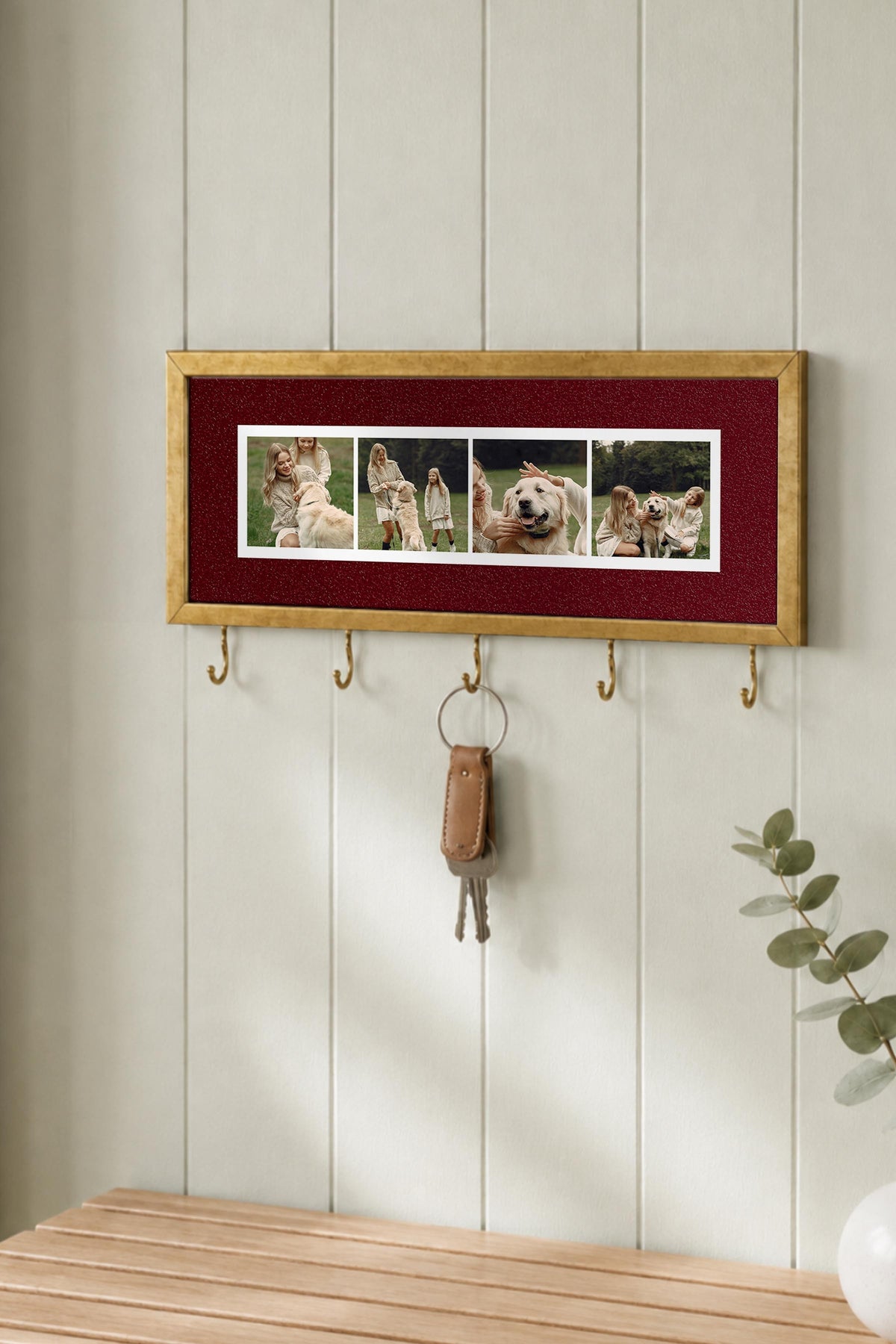 Kişiye Özel Tablo Anahtarlık, Photobooth Stili Gold Fotoğraf Çerçevesi, Vintage Duvar Dekoru