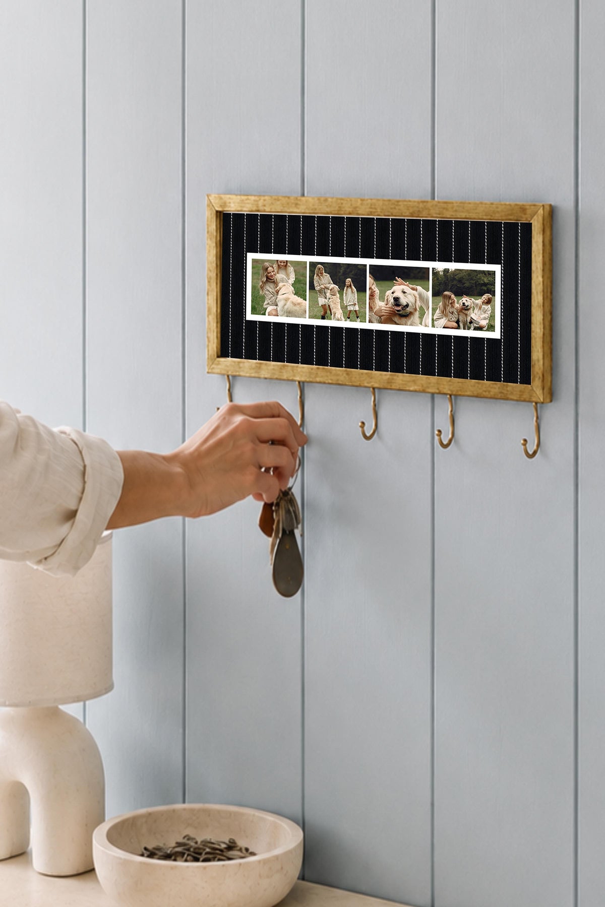 Kişiye Özel Tablo Anahtarlık, Photobooth Stili Gold Fotoğraf Çerçevesi, Vintage Duvar Dekoru