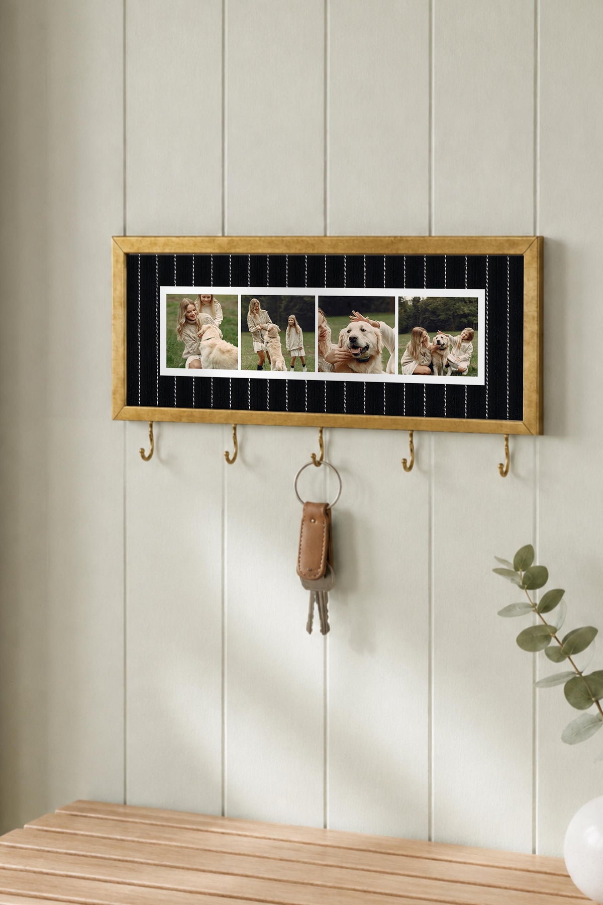 Kişiye Özel Tablo Anahtarlık, Photobooth Stili Gold Fotoğraf Çerçevesi, Vintage Duvar Dekoru