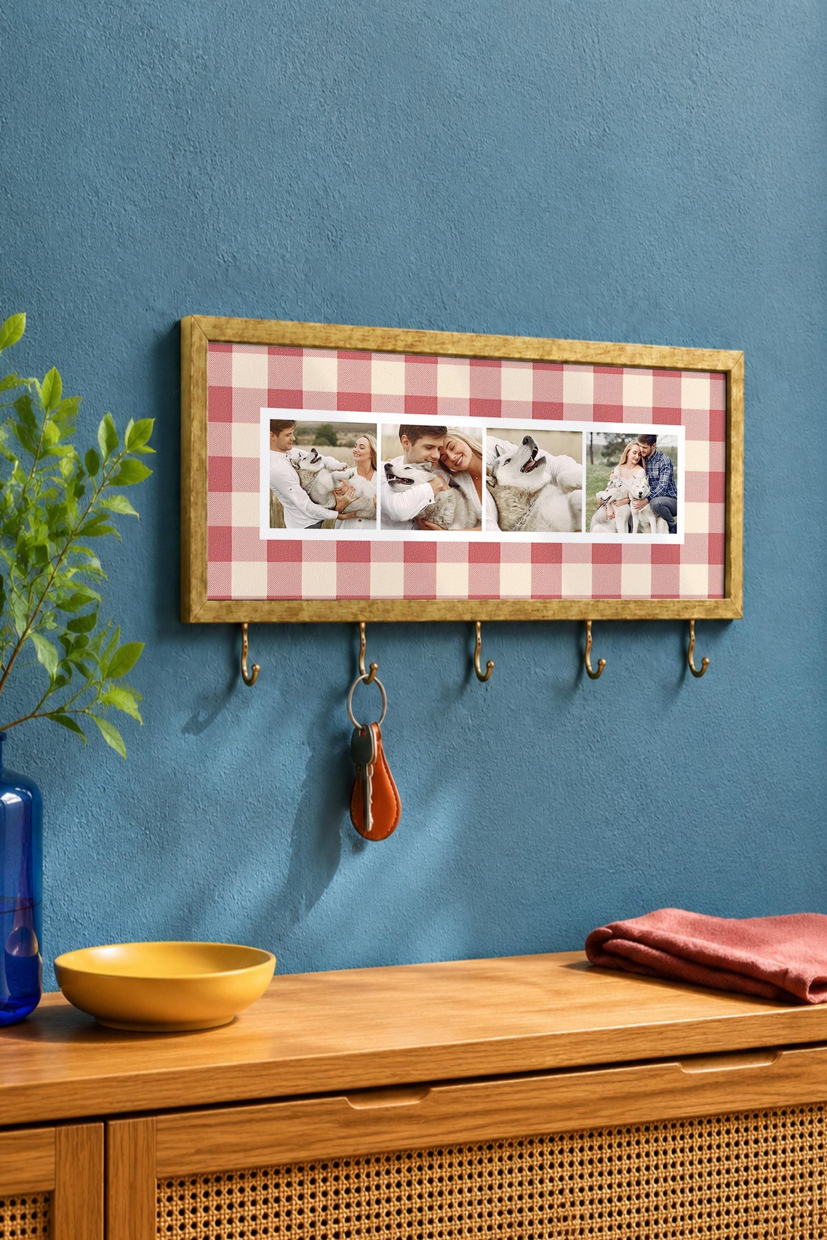 Kişiye Özel Tablo Anahtarlık, Photobooth Stili Gold Fotoğraf Çerçevesi, Vintage Duvar Dekoru