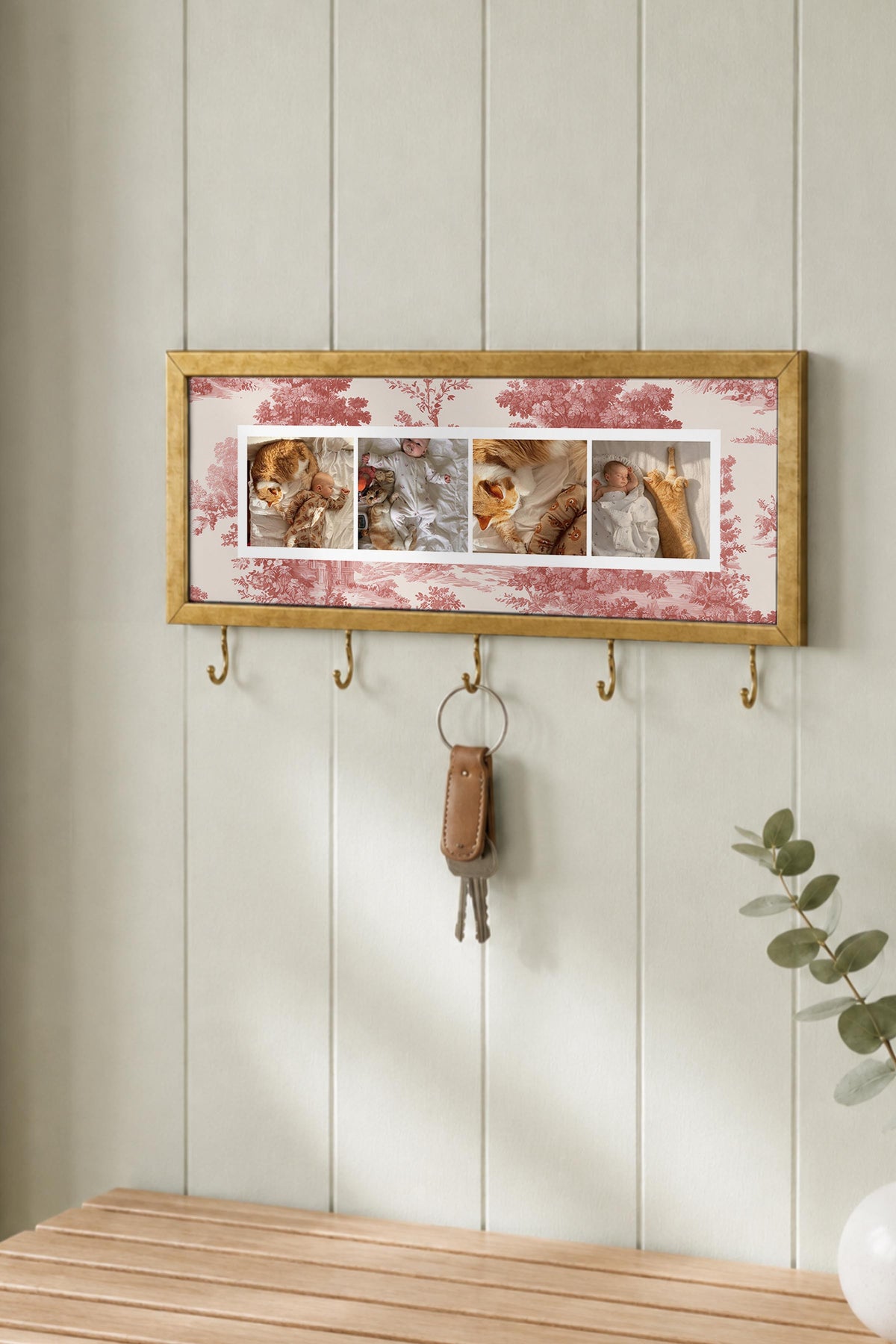 Kişiye Özel Tablo Anahtarlık, Photobooth Stili Gold Fotoğraf Çerçevesi, Vintage Duvar Dekoru