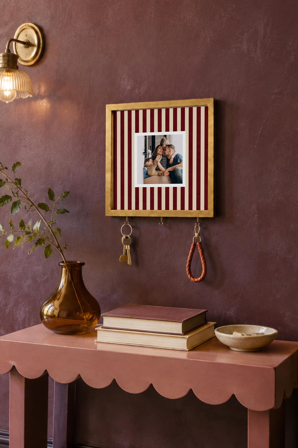 Kişiye Özel Tablo Anahtarlık, Photobooth Stili Gold Fotoğraf Çerçevesi, Vintage Duvar Dekoru
