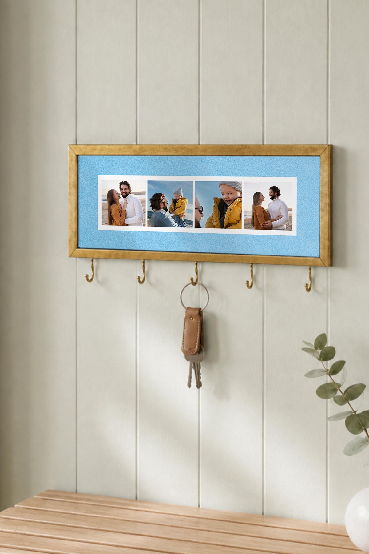 Kişiye Özel Tablo Anahtarlık, Photobooth Stili Gold Fotoğraf Çerçevesi, Vintage Duvar Dekoru