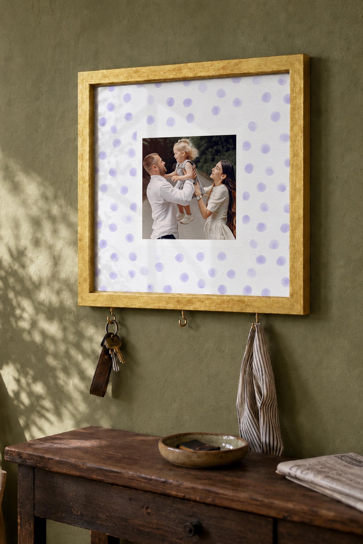 Kişiye Özel Tablo Anahtarlık, Photobooth Stili Gold Fotoğraf Çerçevesi, Vintage Duvar Dekoru