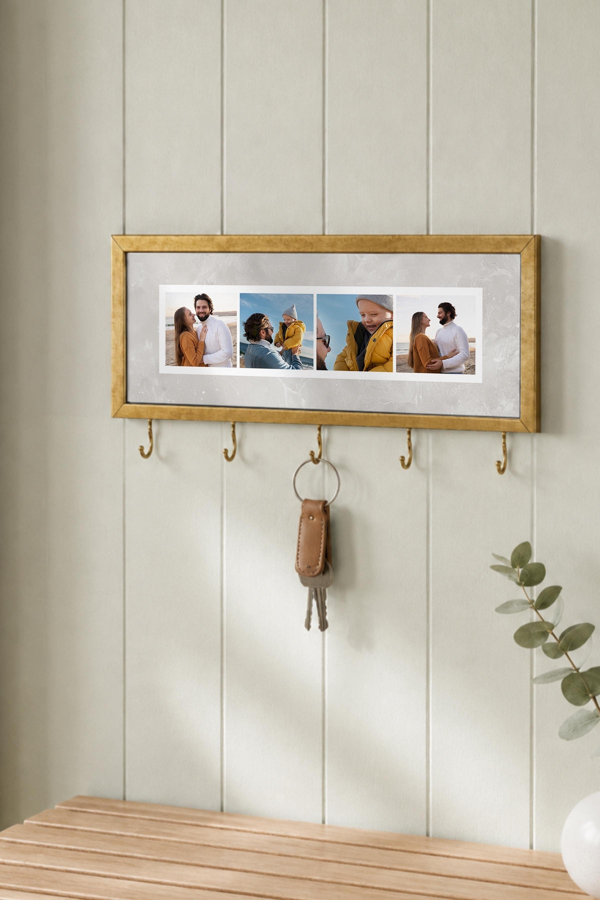 Kişiye Özel Tablo Anahtarlık, Photobooth Stili Gold Fotoğraf Çerçevesi, Vintage Duvar Dekoru