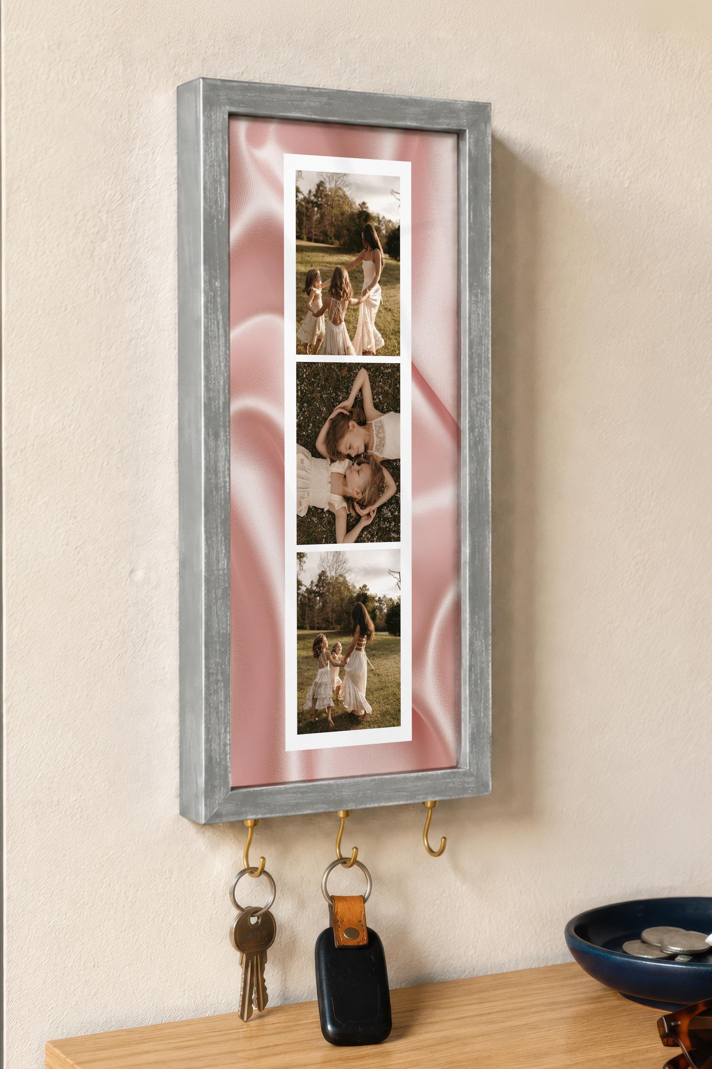 Kişiye Özel Tablo Anahtarlık, Photobooth Stili Gümüş Fotoğraf Çerçevesi, Vintage Duvar Dekoru
