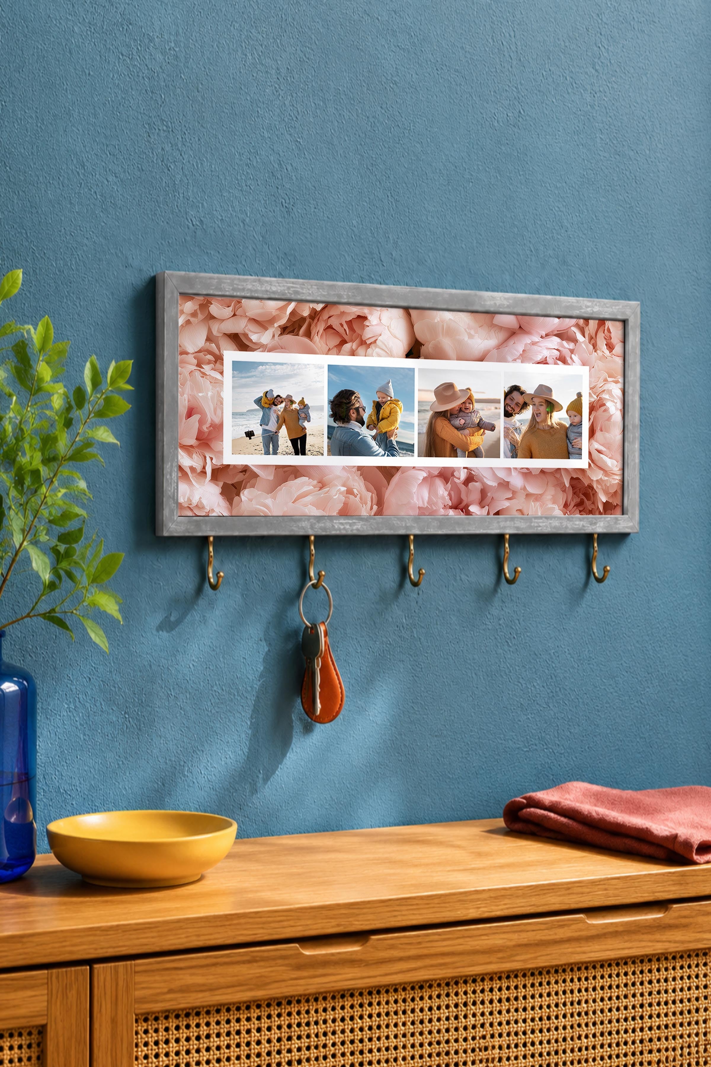 Kişiye Özel Tablo Anahtarlık, Photobooth Stili Gümüş Fotoğraf Çerçevesi, Vintage Duvar Dekoru