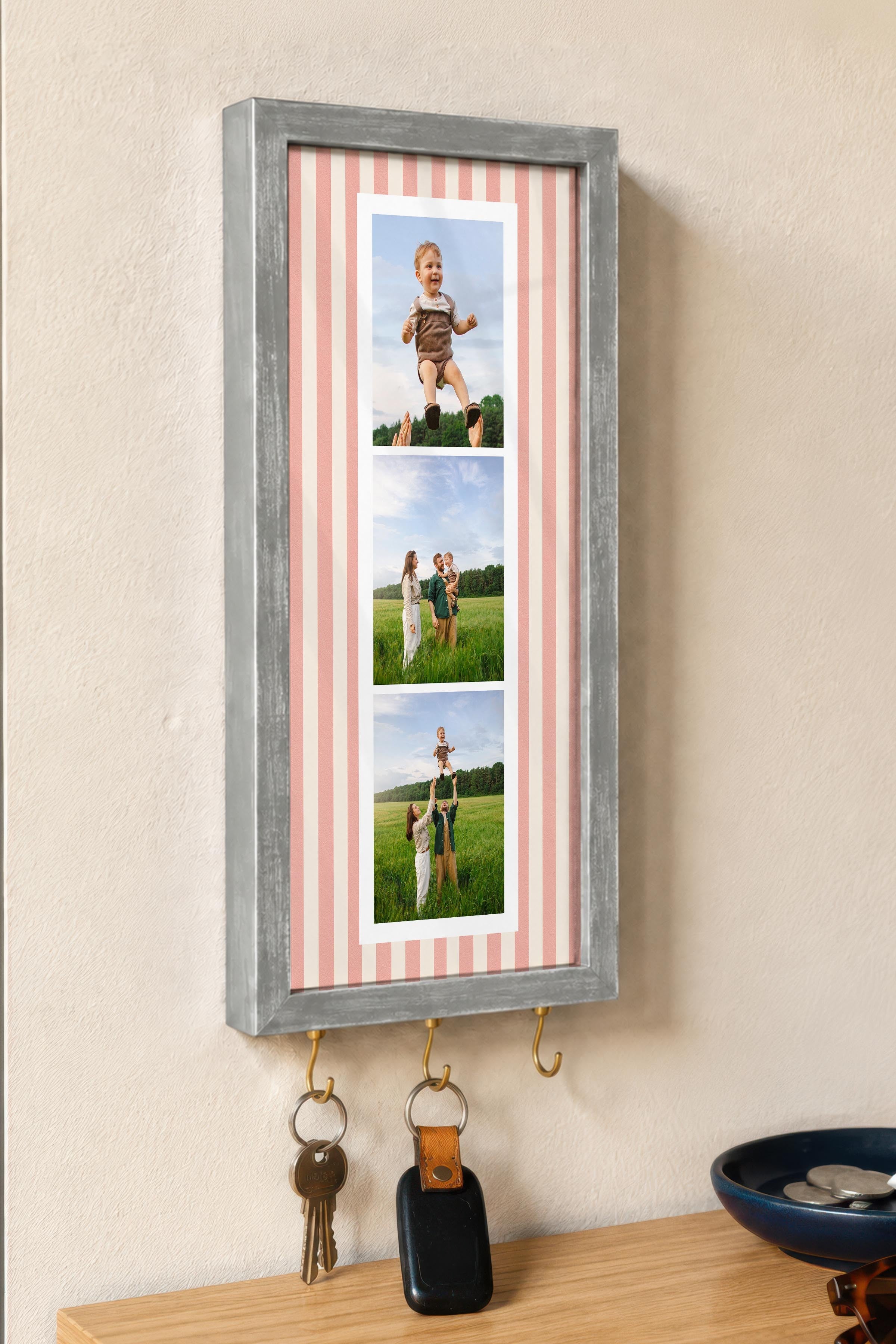 Kişiye Özel Tablo Anahtarlık, Photobooth Stili Gümüş Fotoğraf Çerçevesi, Vintage Duvar Dekoru