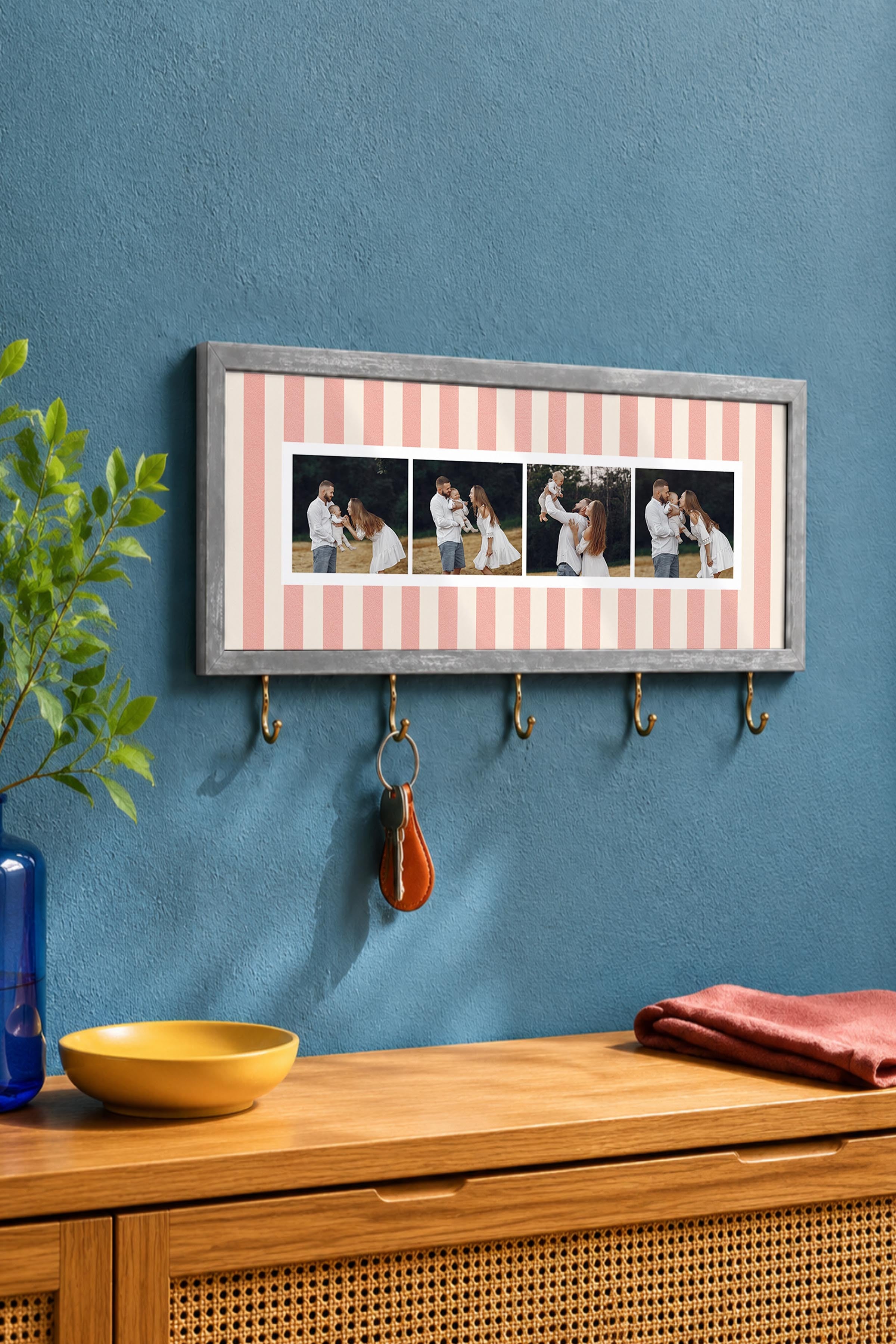 Kişiye Özel Tablo Anahtarlık, Photobooth Stili Gümüş Fotoğraf Çerçevesi, Vintage Duvar Dekoru