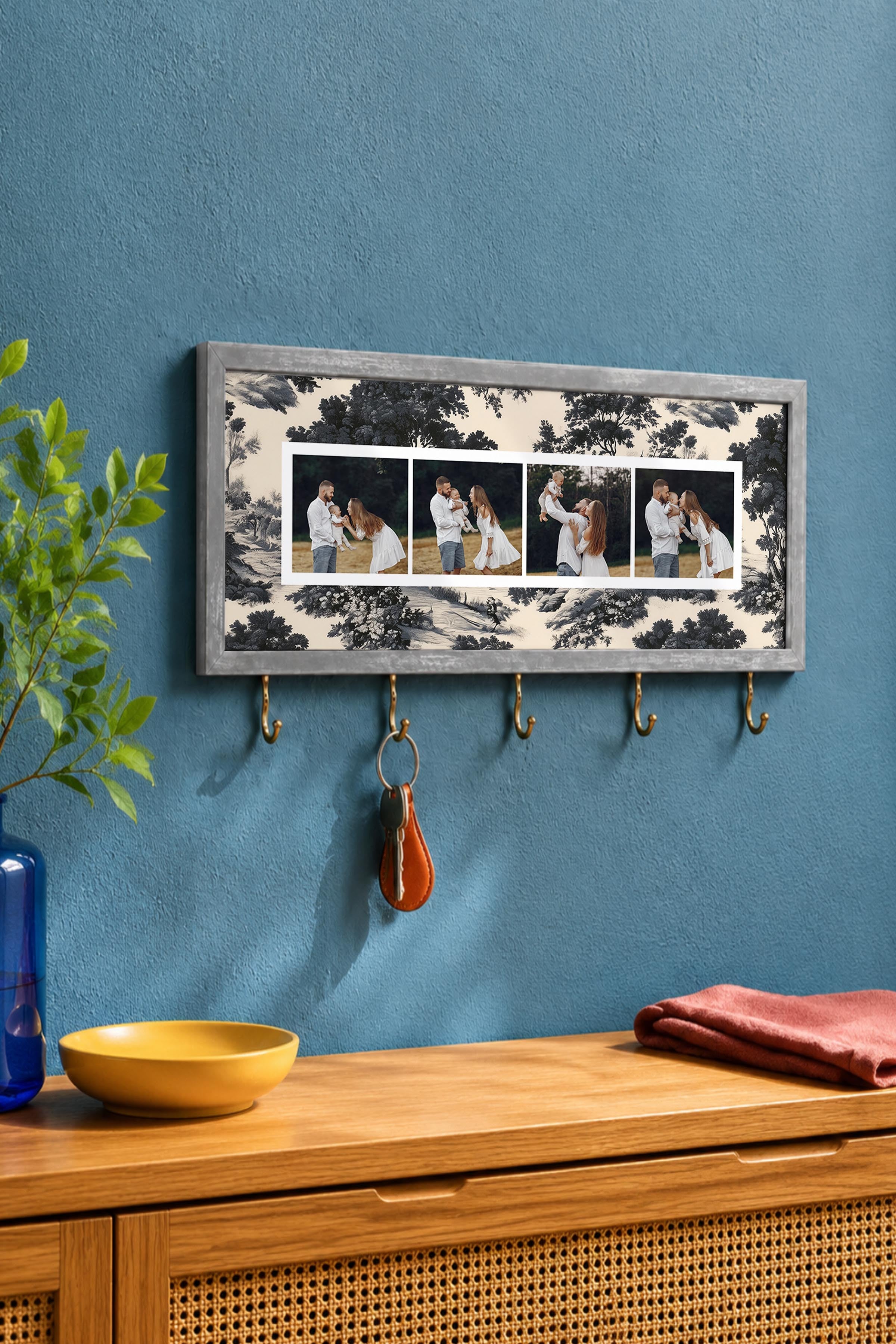 Kişiye Özel Tablo Anahtarlık, Photobooth Stili Gümüş Fotoğraf Çerçevesi, Vintage Duvar Dekoru