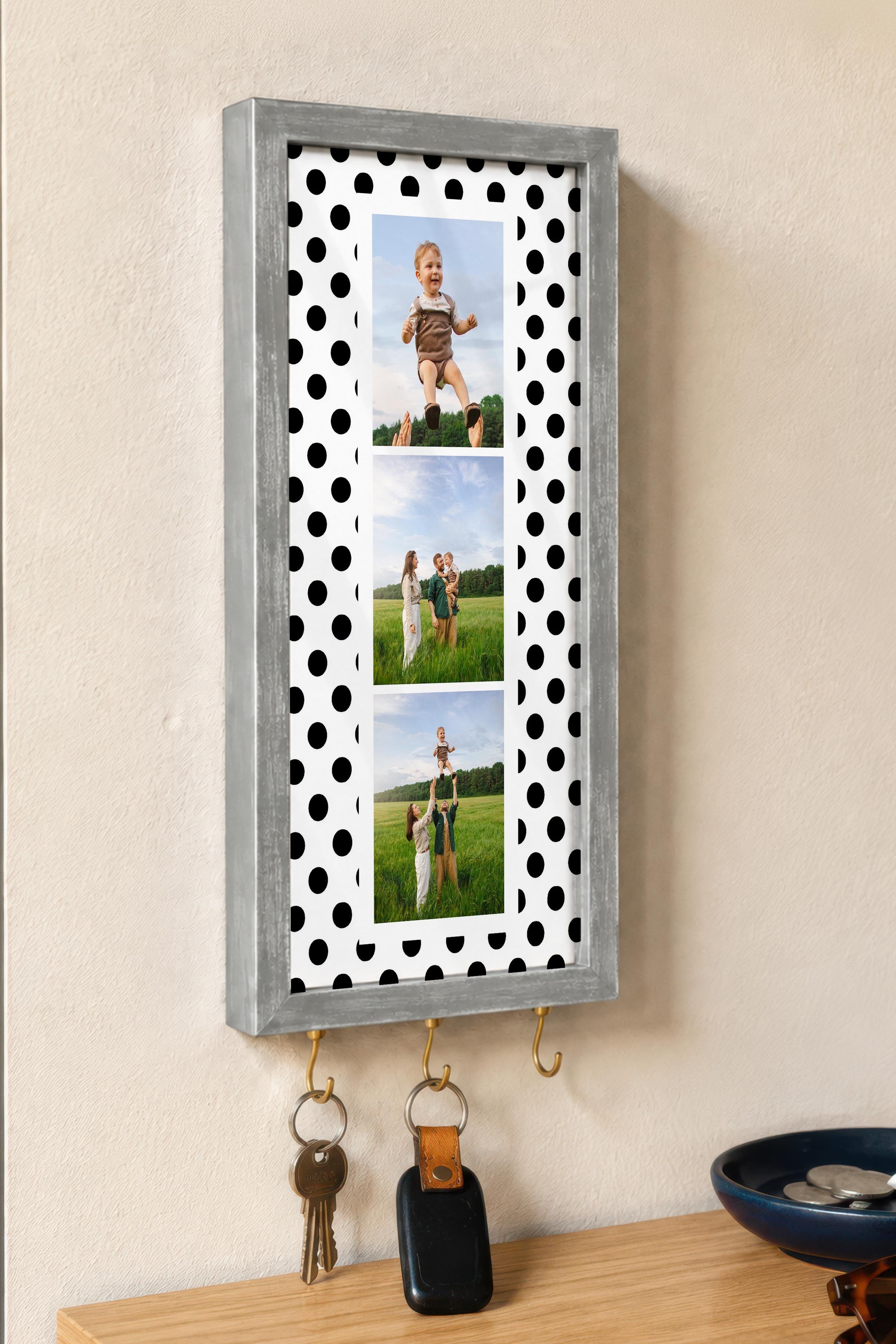 Kişiye Özel Tablo Anahtarlık, Photobooth Stili Gümüş Fotoğraf Çerçevesi, Vintage Duvar Dekoru