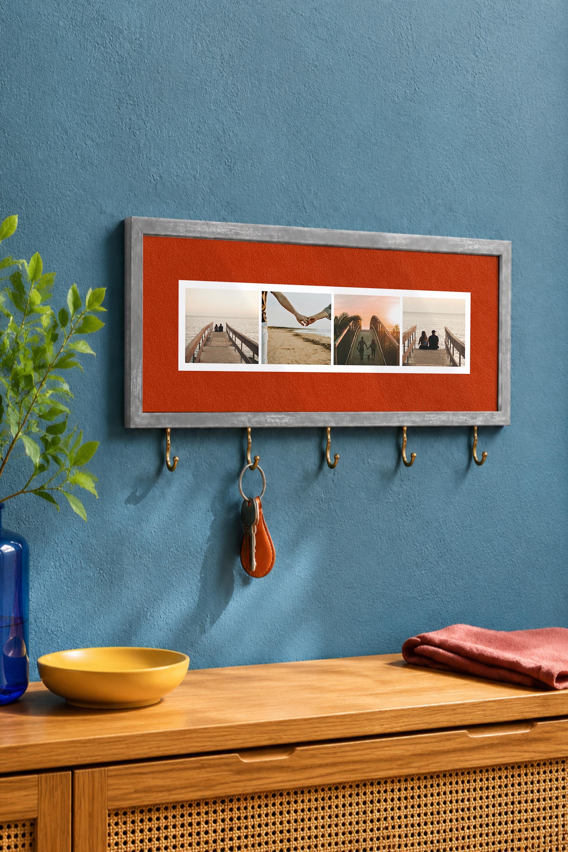 Kişiye Özel Tablo Anahtarlık, Photobooth Stili Gümüş Fotoğraf Çerçevesi, Vintage Duvar Dekoru