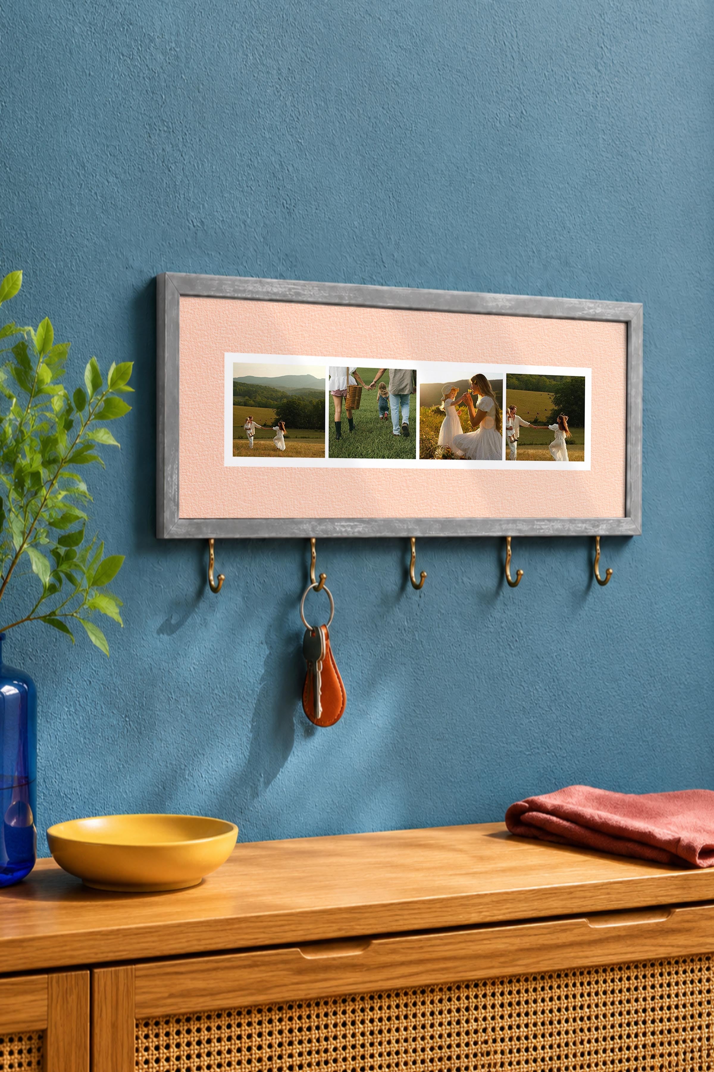 Kişiye Özel Tablo Anahtarlık, Photobooth Stili Gümüş Fotoğraf Çerçevesi, Vintage Duvar Dekoru