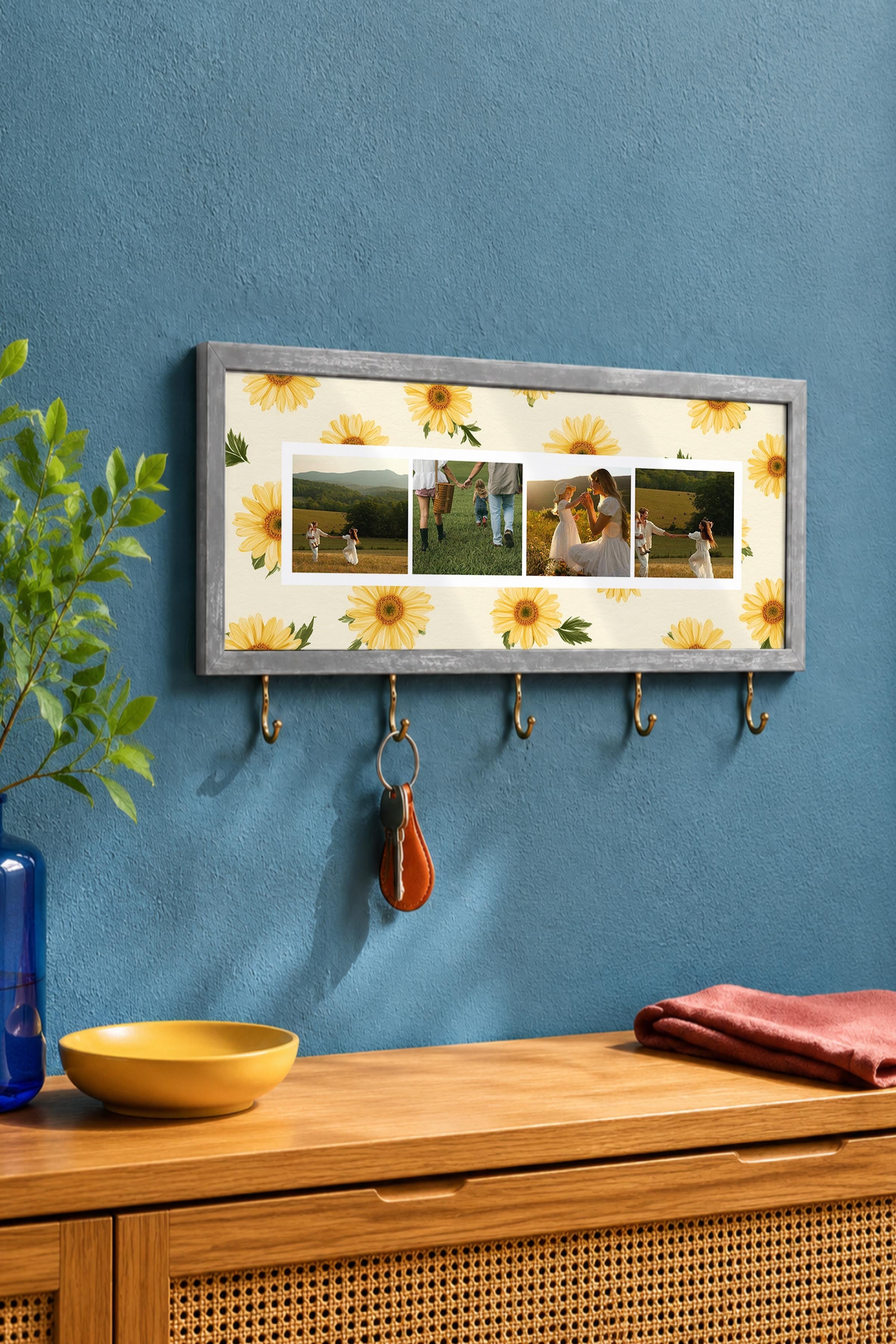 Kişiye Özel Tablo Anahtarlık, Photobooth Stili Gümüş Fotoğraf Çerçevesi, Vintage Duvar Dekoru