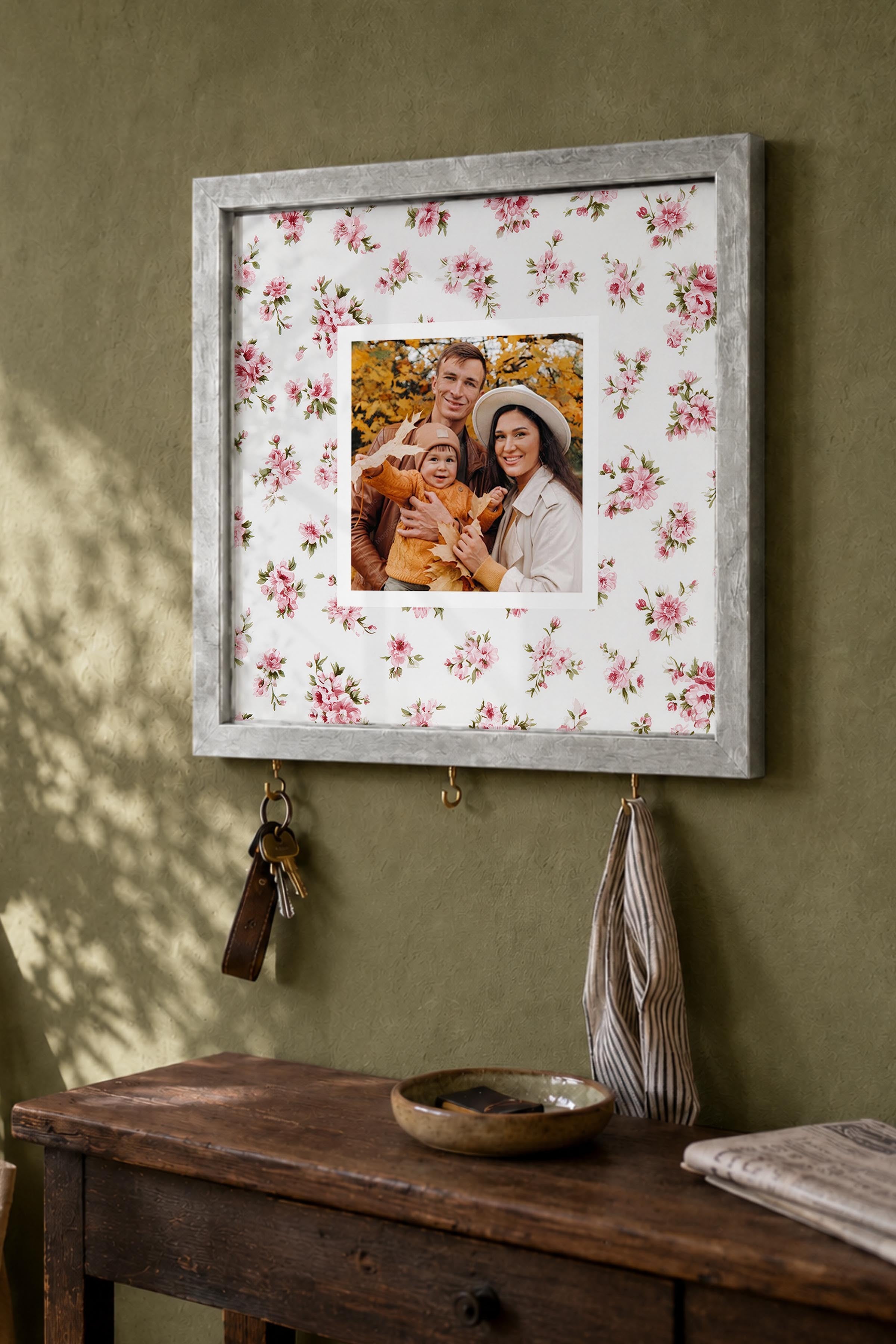 Kişiye Özel Tablo Anahtarlık, Photobooth Stili Gümüş Fotoğraf Çerçevesi, Vintage Duvar Dekoru