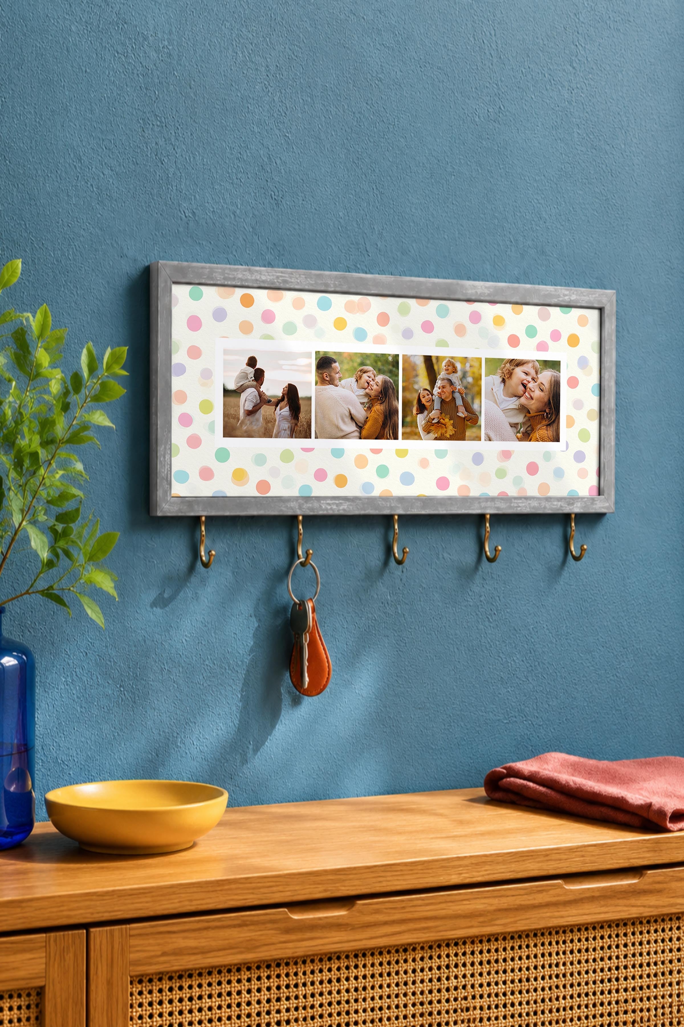 Kişiye Özel Tablo Anahtarlık, Photobooth Stili Gümüş Fotoğraf Çerçevesi, Vintage Duvar Dekoru