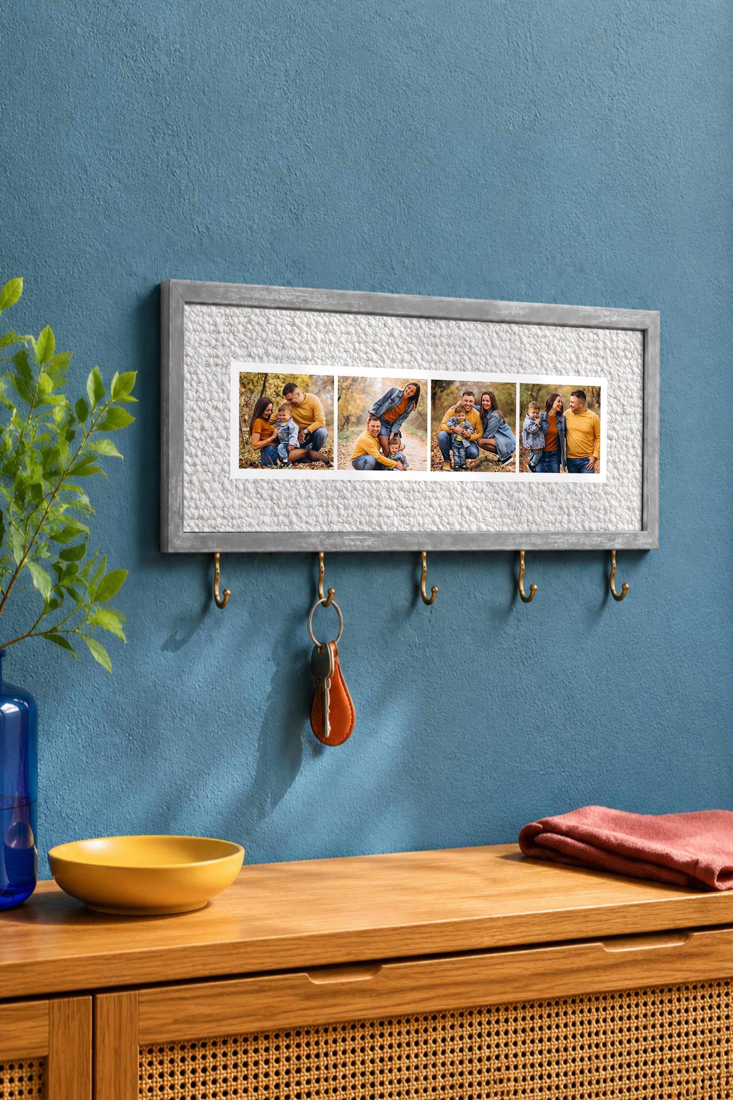 Kişiye Özel Tablo Anahtarlık, Photobooth Stili Gümüş Fotoğraf Çerçevesi, Vintage Duvar Dekoru