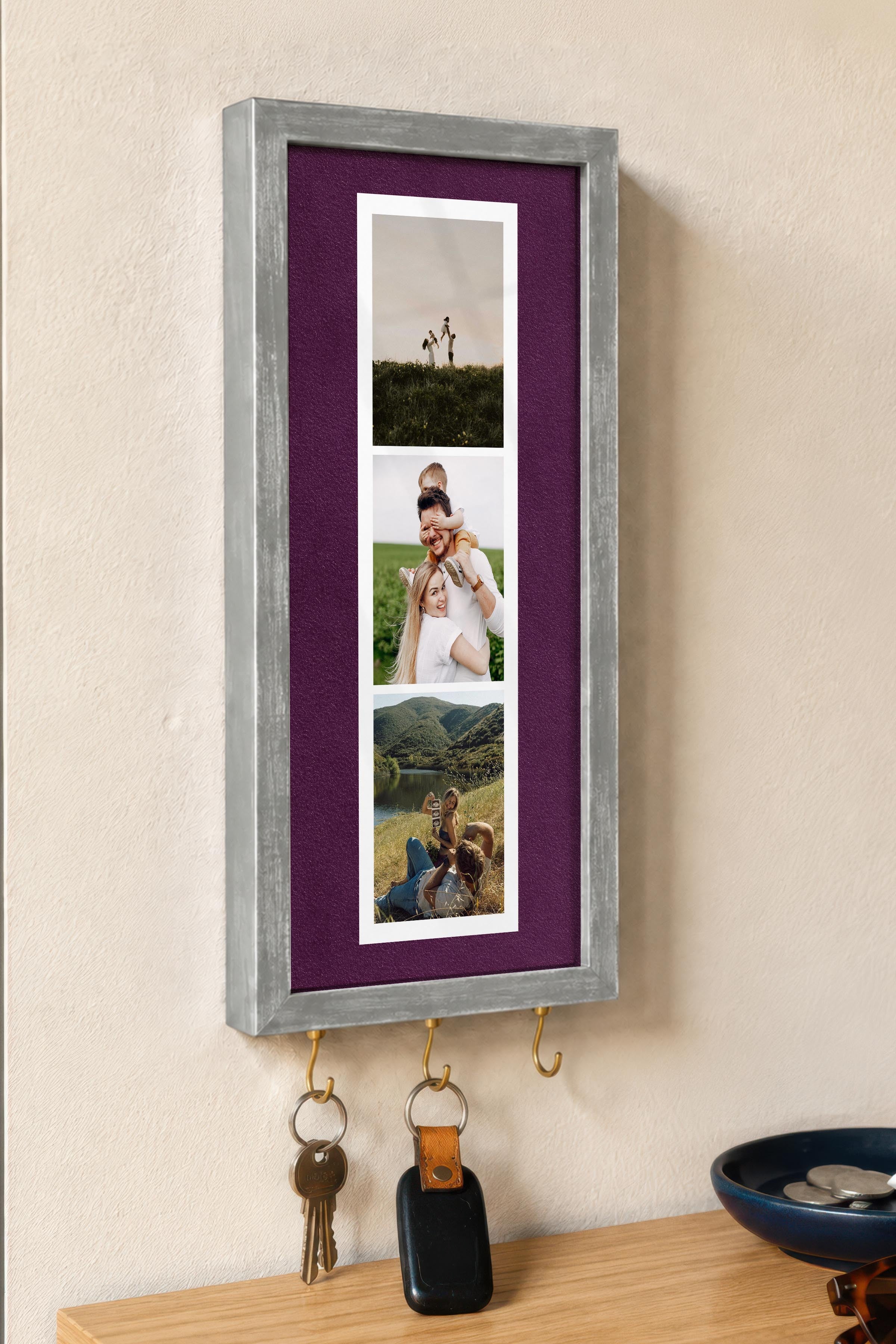 Kişiye Özel Tablo Anahtarlık, Photobooth Stili Gümüş Fotoğraf Çerçevesi, Vintage Duvar Dekoru