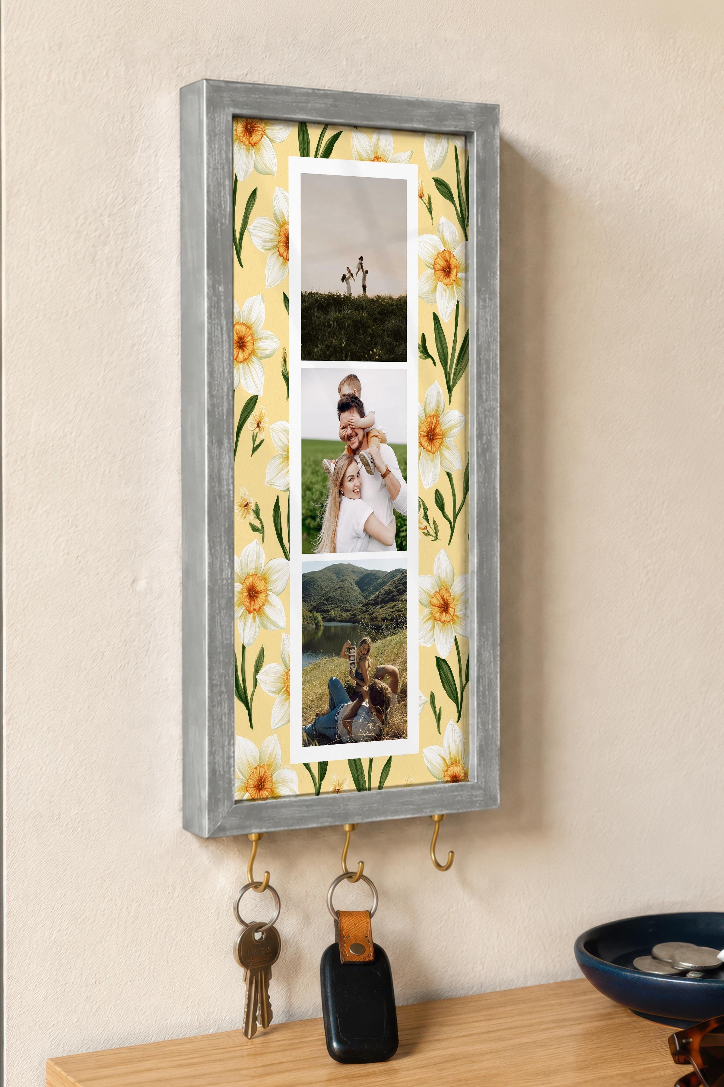 Kişiye Özel Tablo Anahtarlık, Photobooth Stili Gümüş Fotoğraf Çerçevesi, Vintage Duvar Dekoru