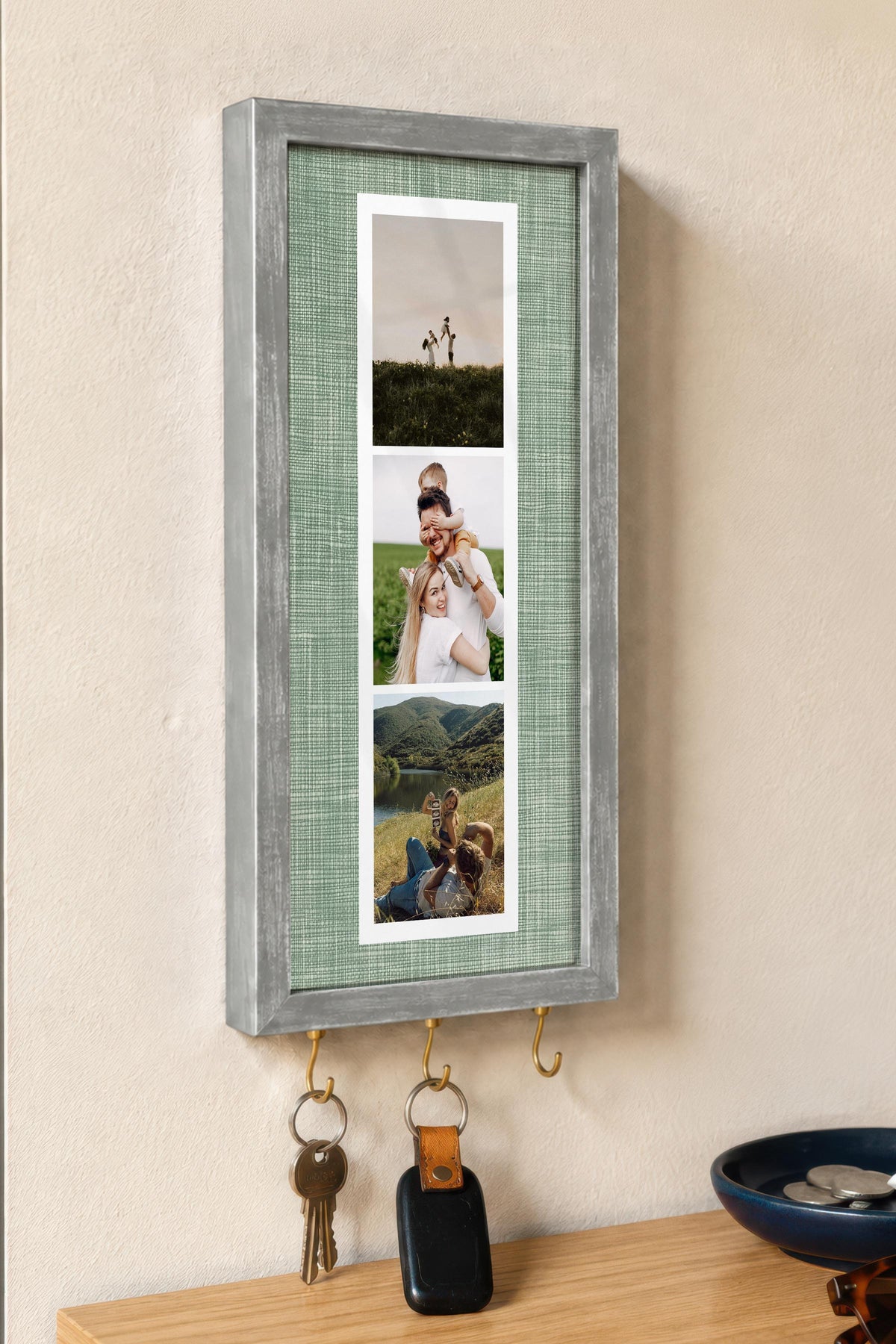 Kişiye Özel Tablo Anahtarlık, Photobooth Stili Gümüş Fotoğraf Çerçevesi, Vintage Duvar Dekoru
