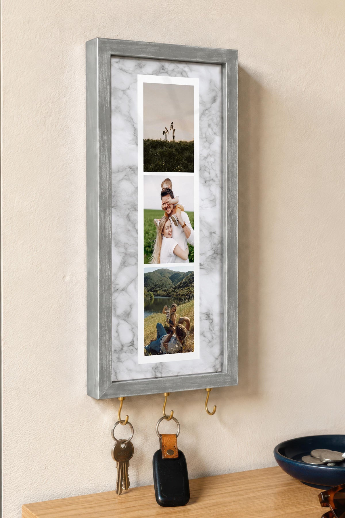 Kişiye Özel Tablo Anahtarlık, Photobooth Stili Gümüş Fotoğraf Çerçevesi, Vintage Duvar Dekoru