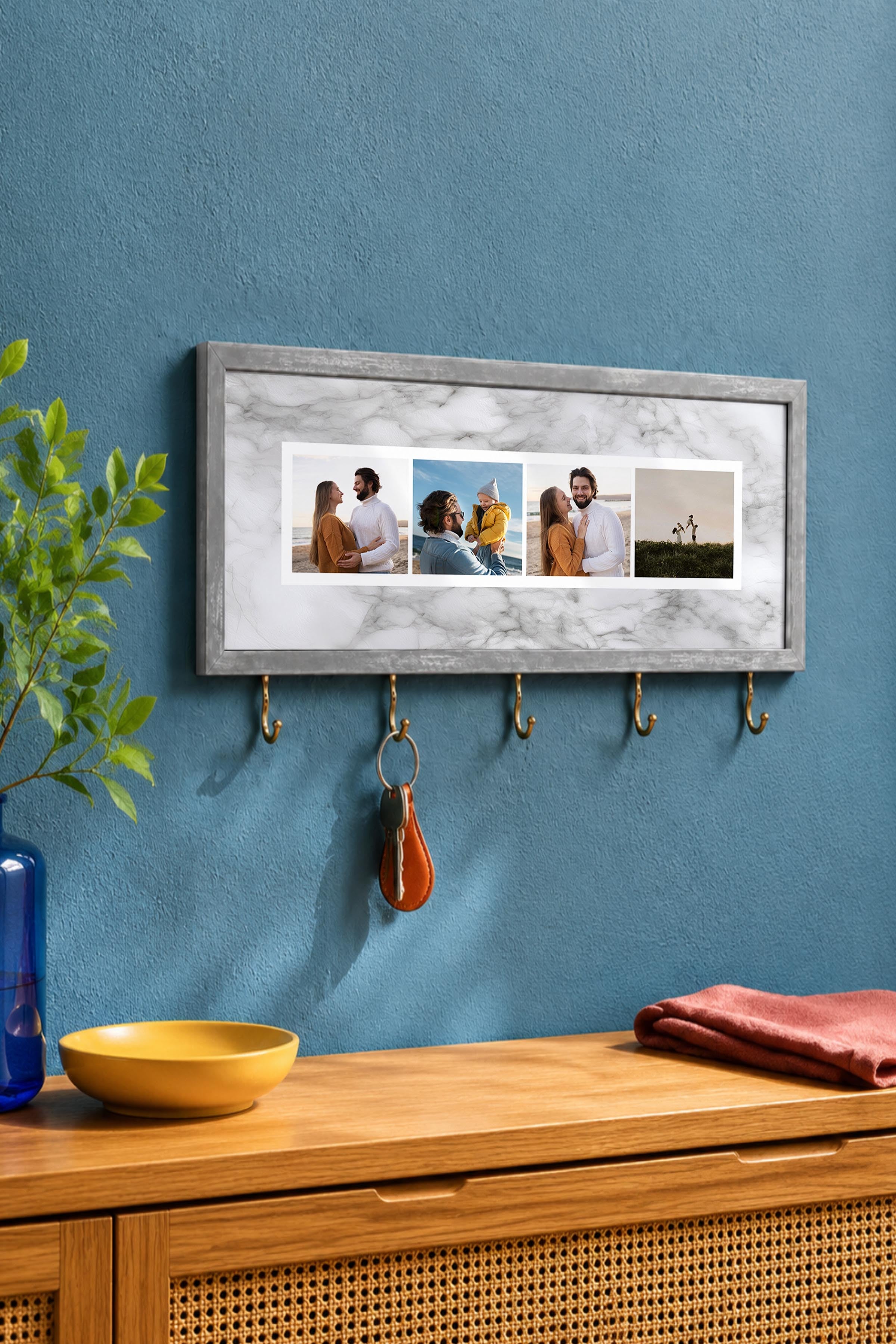 Kişiye Özel Tablo Anahtarlık, Photobooth Stili Gümüş Fotoğraf Çerçevesi, Vintage Duvar Dekoru