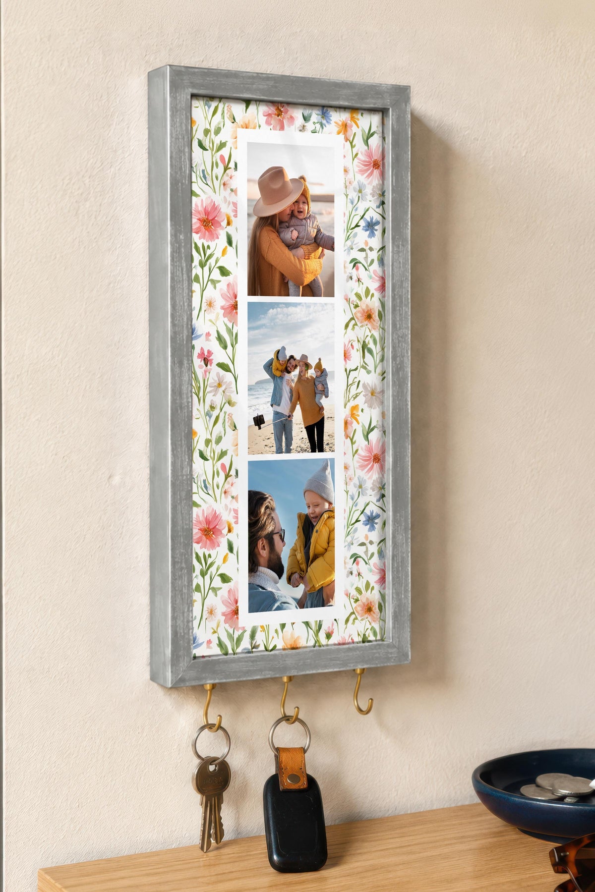 Kişiye Özel Tablo Anahtarlık, Photobooth Stili Gümüş Fotoğraf Çerçevesi, Vintage Duvar Dekoru