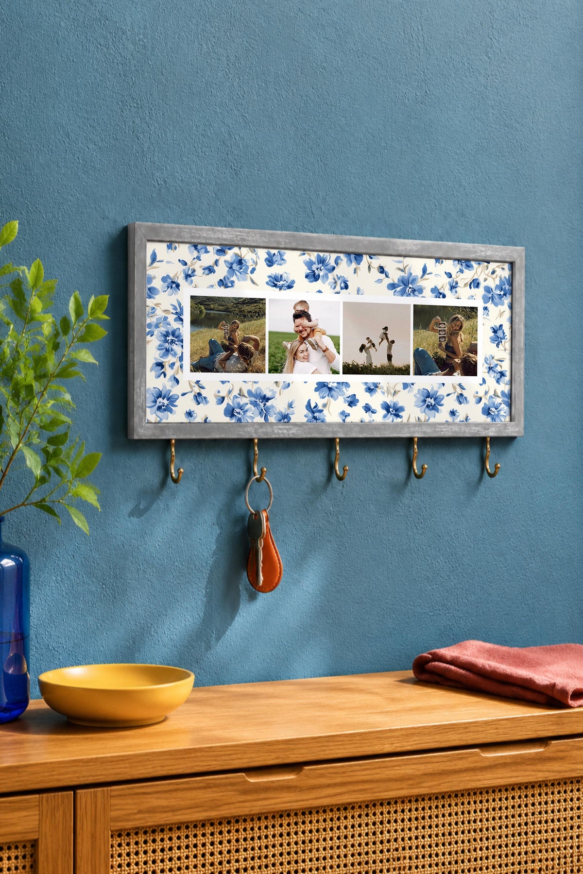 Kişiye Özel Tablo Anahtarlık, Photobooth Stili Gümüş Fotoğraf Çerçevesi, Vintage Duvar Dekoru