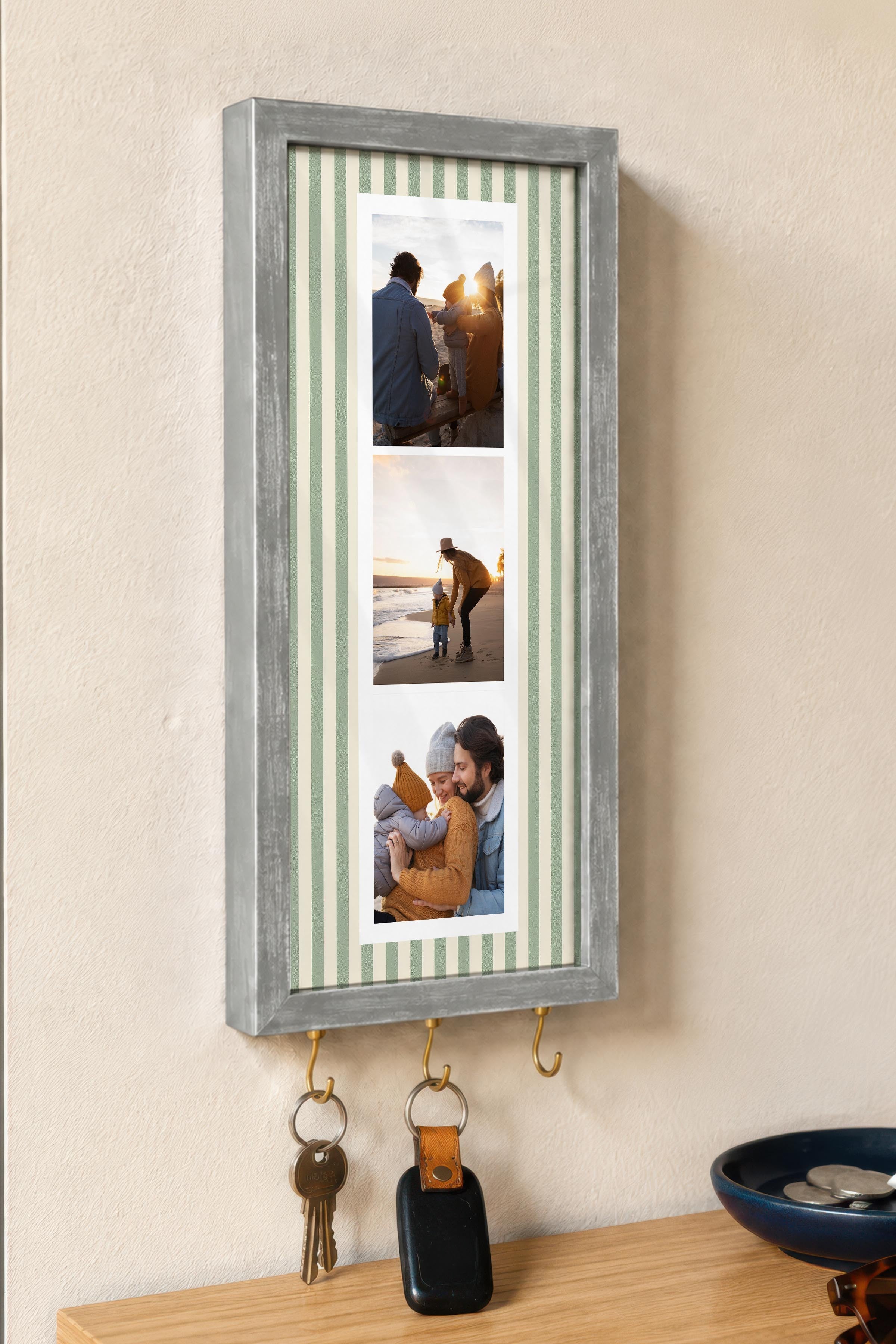 Kişiye Özel Tablo Anahtarlık, Photobooth Stili Gümüş Fotoğraf Çerçevesi, Vintage Duvar Dekoru