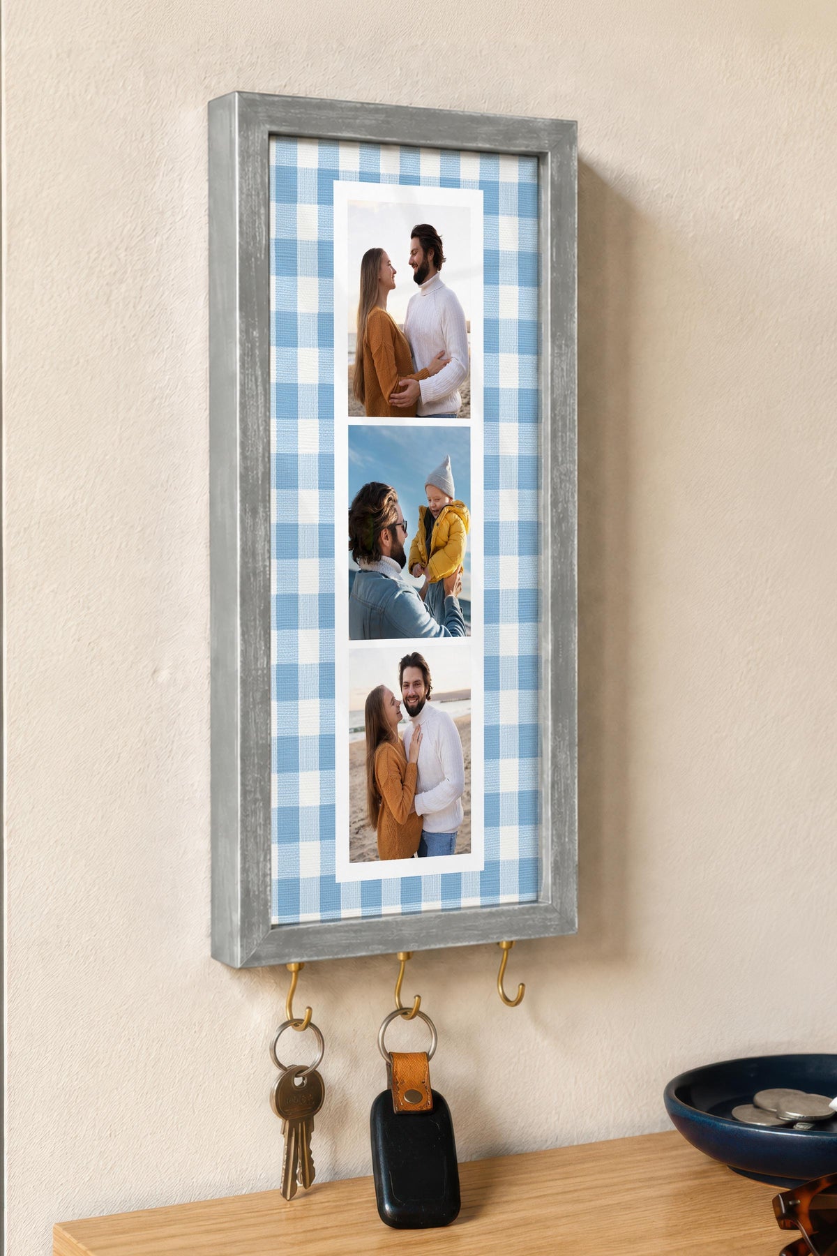 Kişiye Özel Tablo Anahtarlık, Photobooth Stili Gümüş Fotoğraf Çerçevesi, Vintage Duvar Dekoru