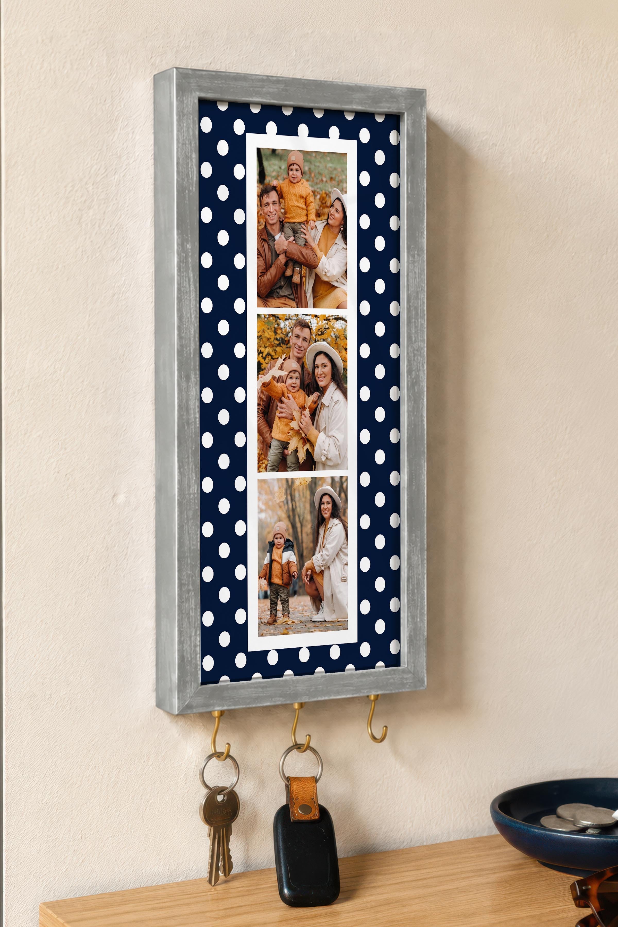 Kişiye Özel Tablo Anahtarlık, Photobooth Stili Gümüş Fotoğraf Çerçevesi, Vintage Duvar Dekoru