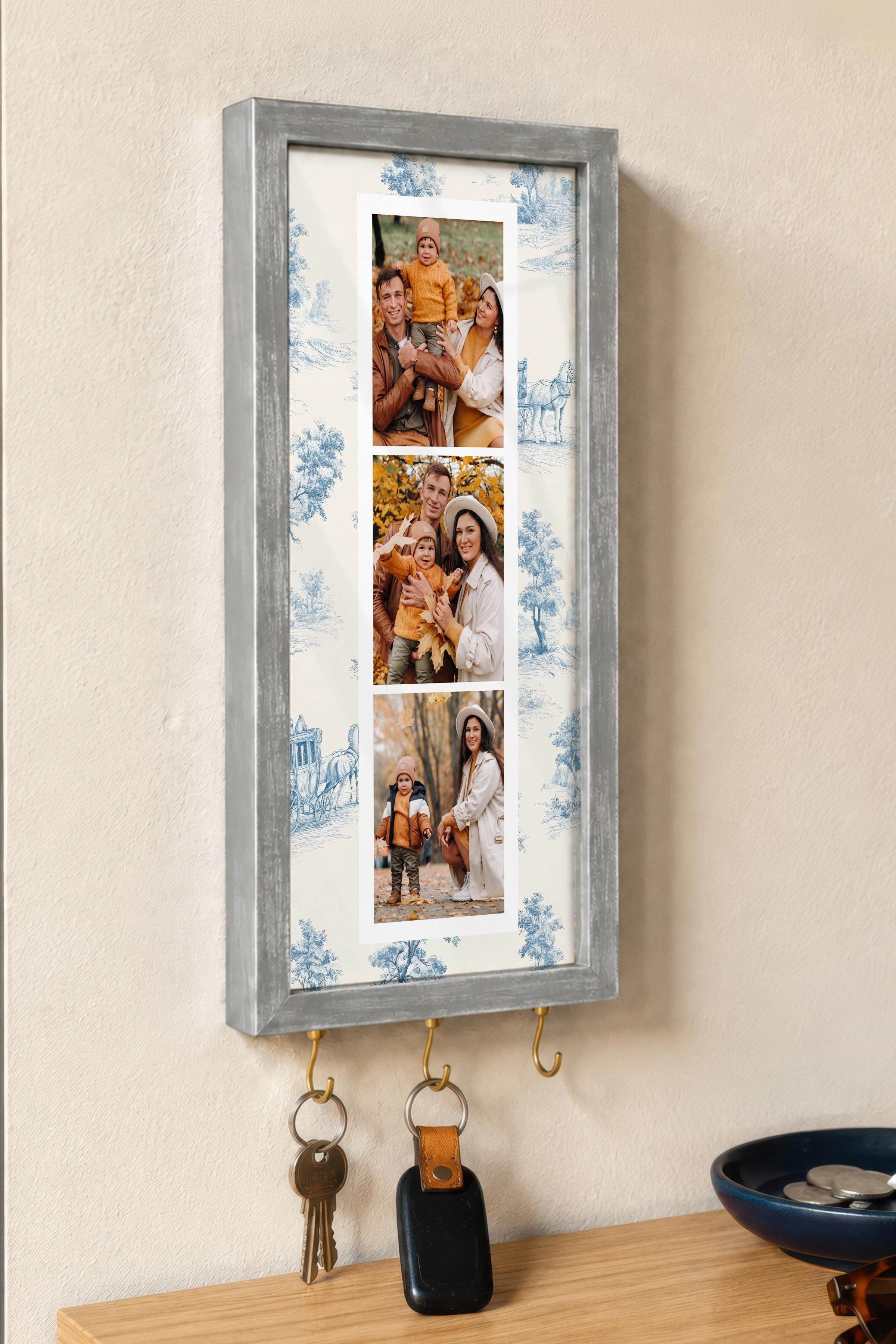 Kişiye Özel Tablo Anahtarlık, Photobooth Stili Gümüş Fotoğraf Çerçevesi, Vintage Duvar Dekoru