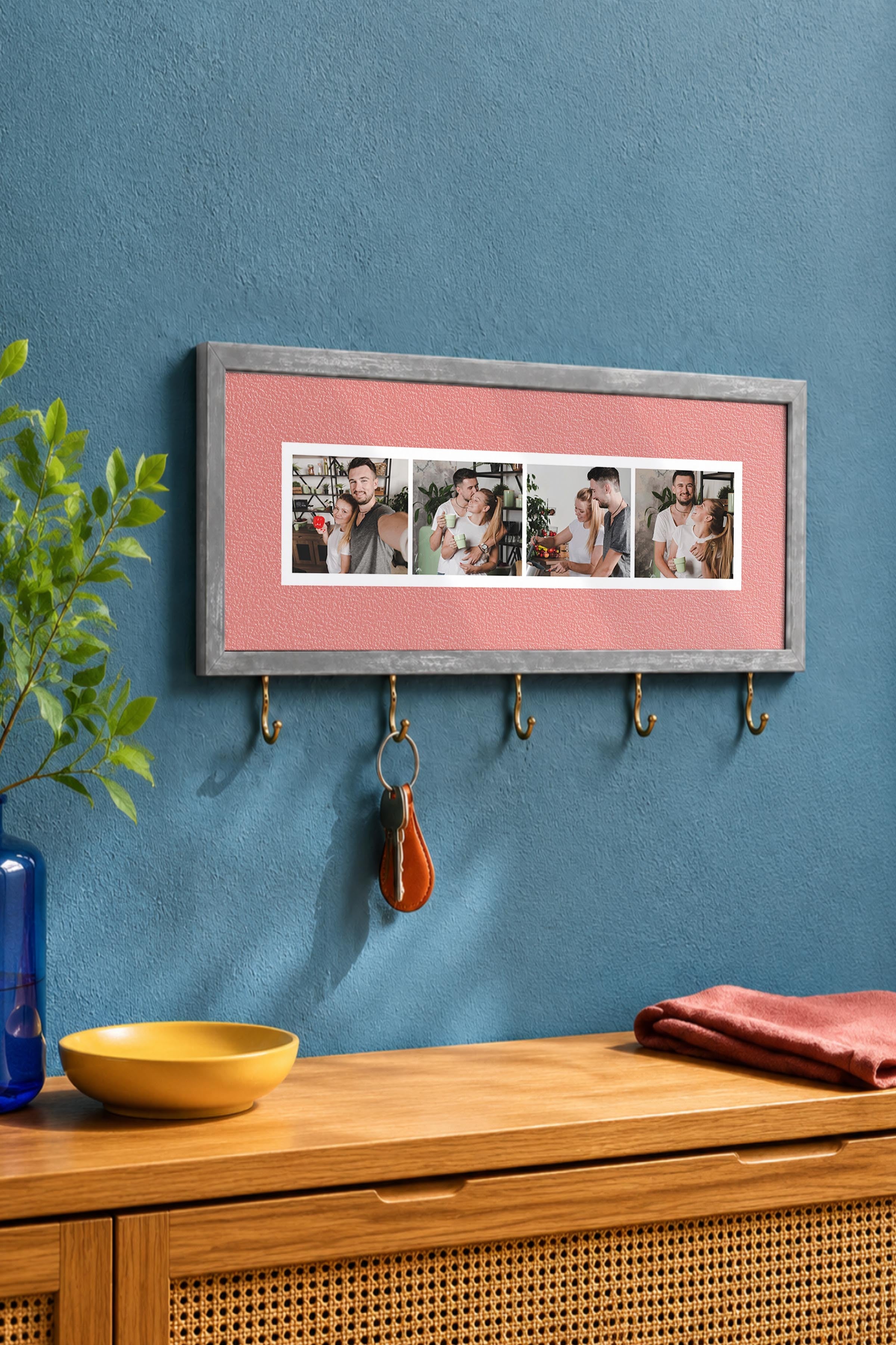 Kişiye Özel Tablo Anahtarlık, Photobooth Stili Gümüş Fotoğraf Çerçevesi, Vintage Duvar Dekoru