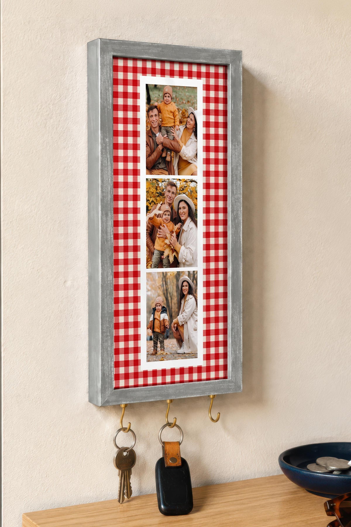 Kişiye Özel Tablo Anahtarlık, Photobooth Stili Gümüş Fotoğraf Çerçevesi, Vintage Duvar Dekoru