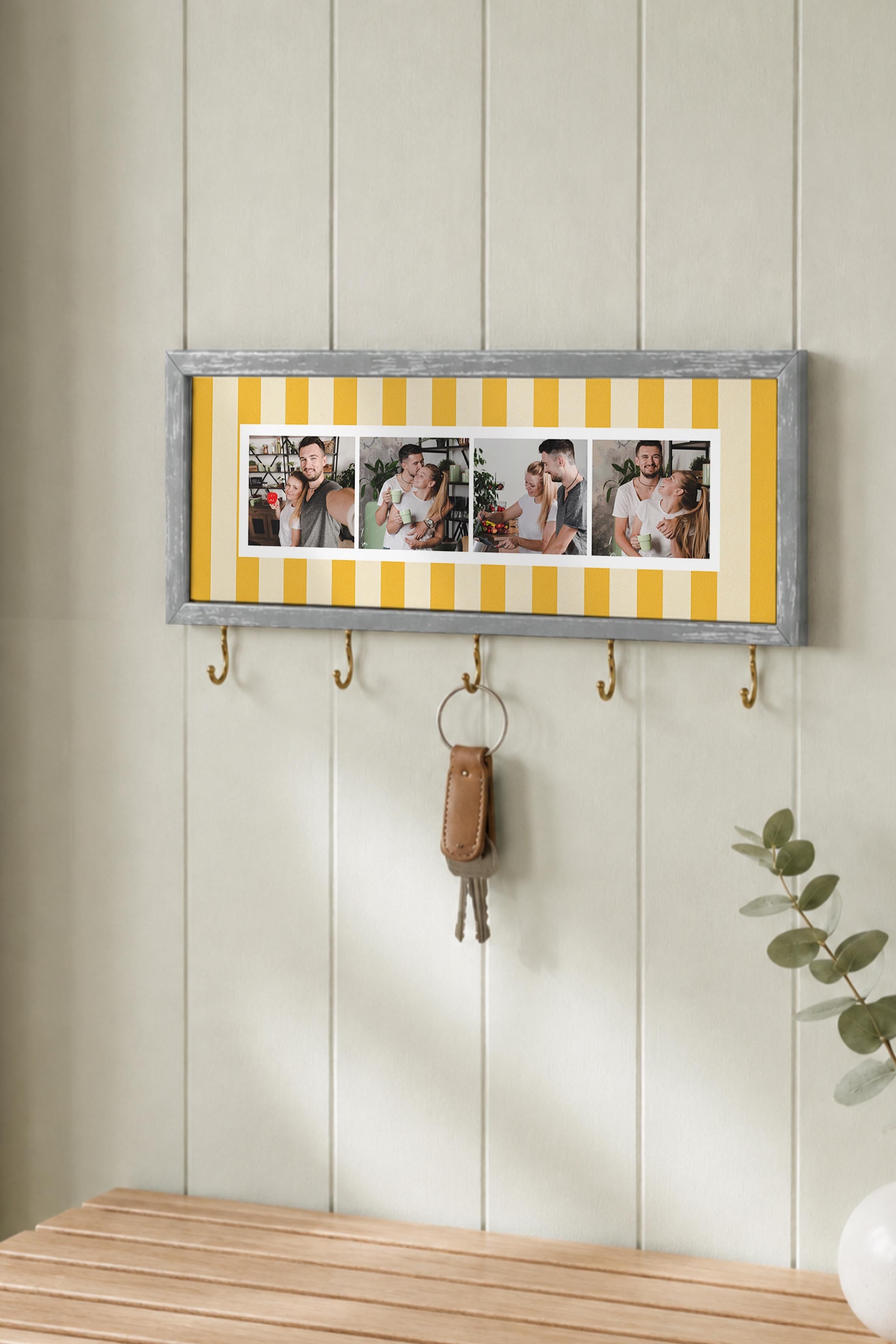 Kişiye Özel Tablo Anahtarlık, Photobooth Stili Gümüş Fotoğraf Çerçevesi, Vintage Duvar Dekoru