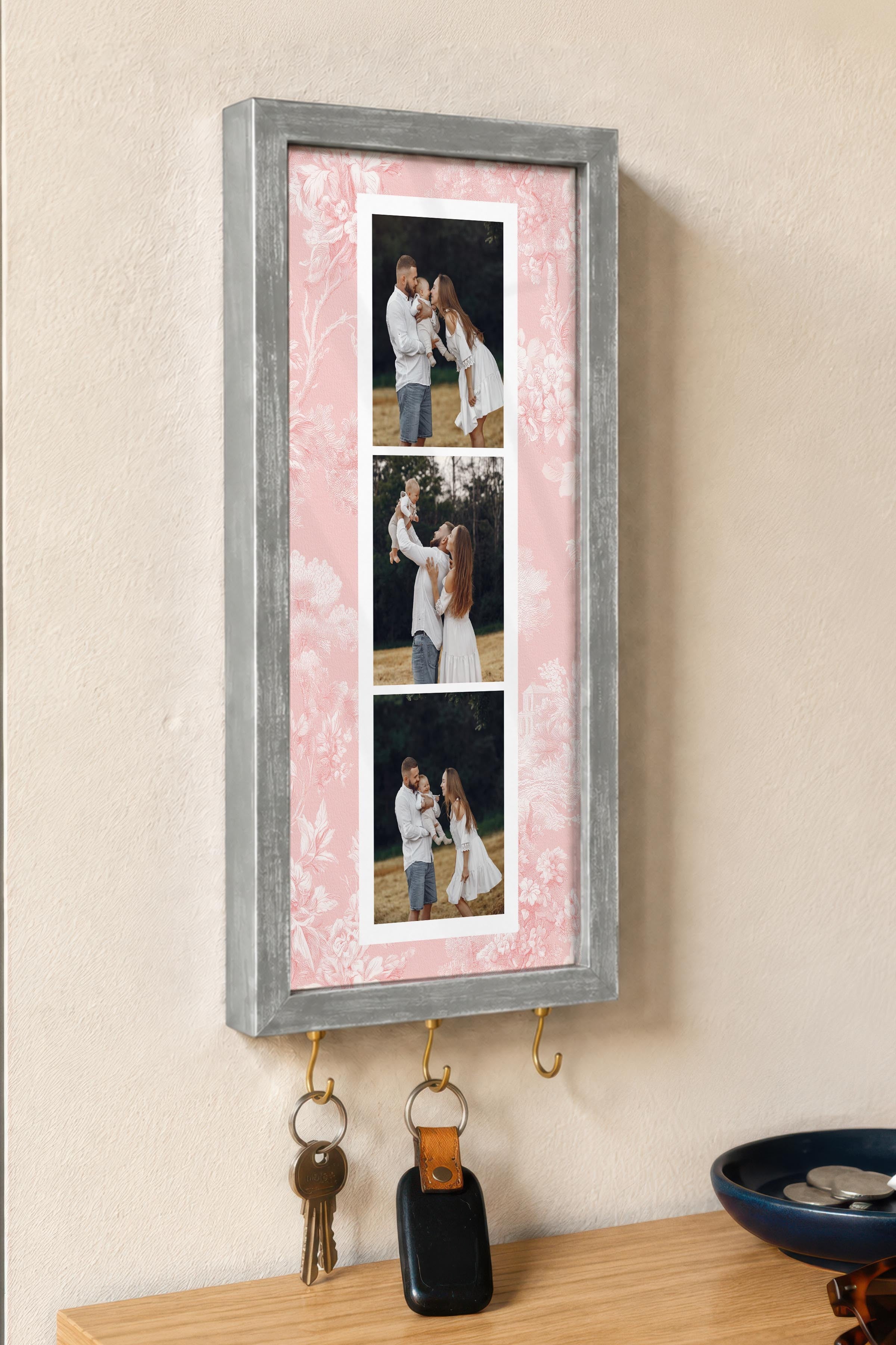 Kişiye Özel Tablo Anahtarlık, Photobooth Stili Gümüş Fotoğraf Çerçevesi, Vintage Duvar Dekoru
