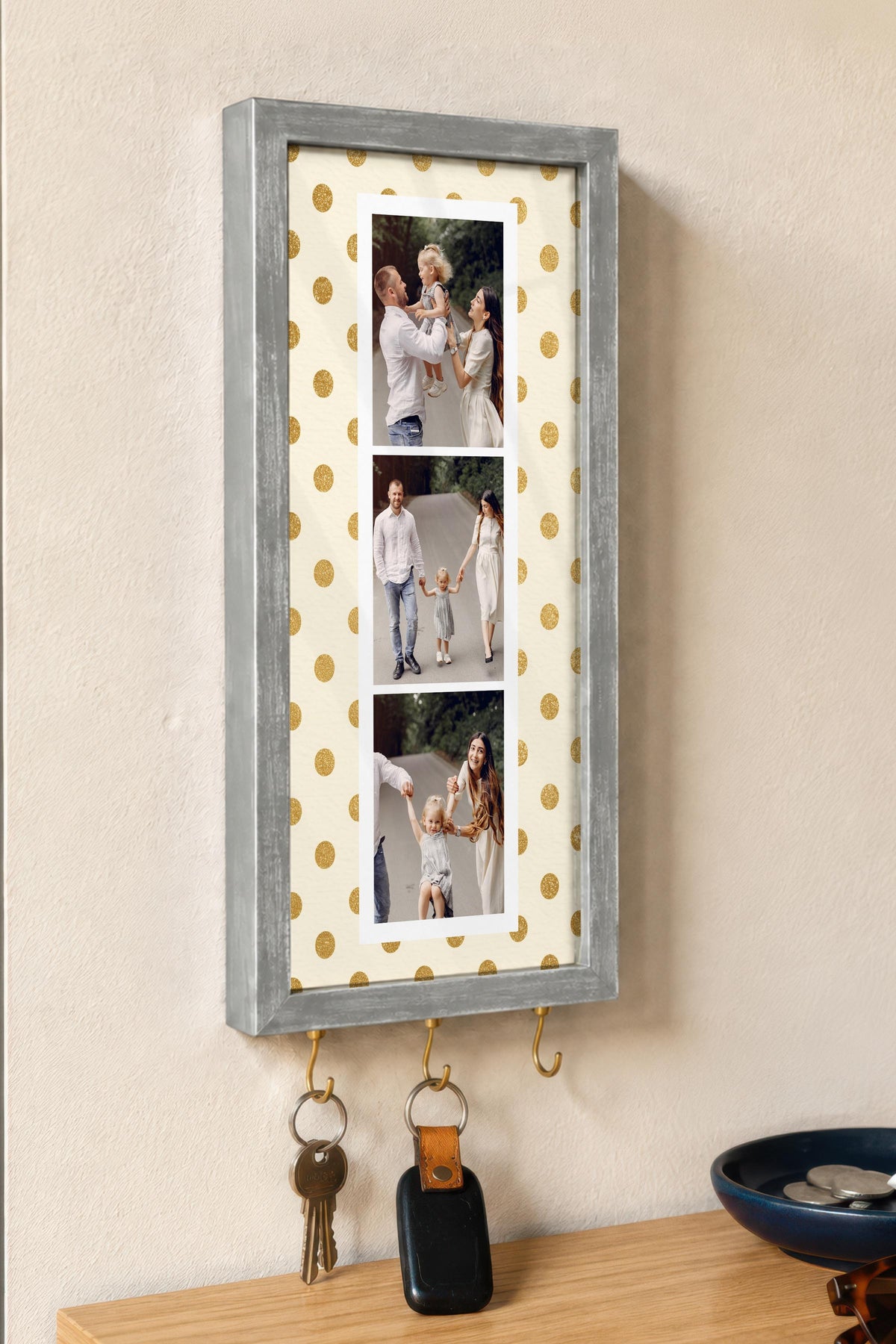 Kişiye Özel Tablo Anahtarlık, Photobooth Stili Gümüş Fotoğraf Çerçevesi, Vintage Duvar Dekoru