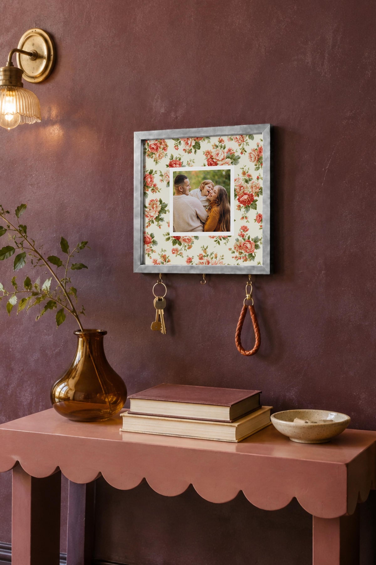 Kişiye Özel Tablo Anahtarlık, Photobooth Stili Gümüş Fotoğraf Çerçevesi, Vintage Duvar Dekoru